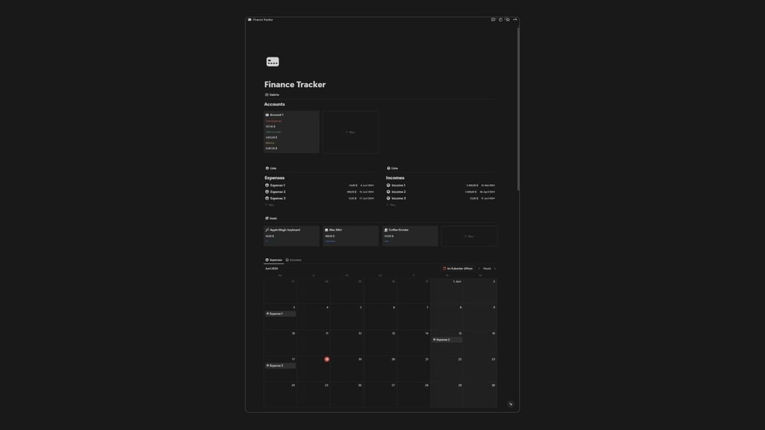 Notion Finance Tracker Template