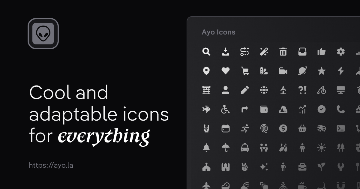 Ayo Icons meta image and live on Product Hunt
