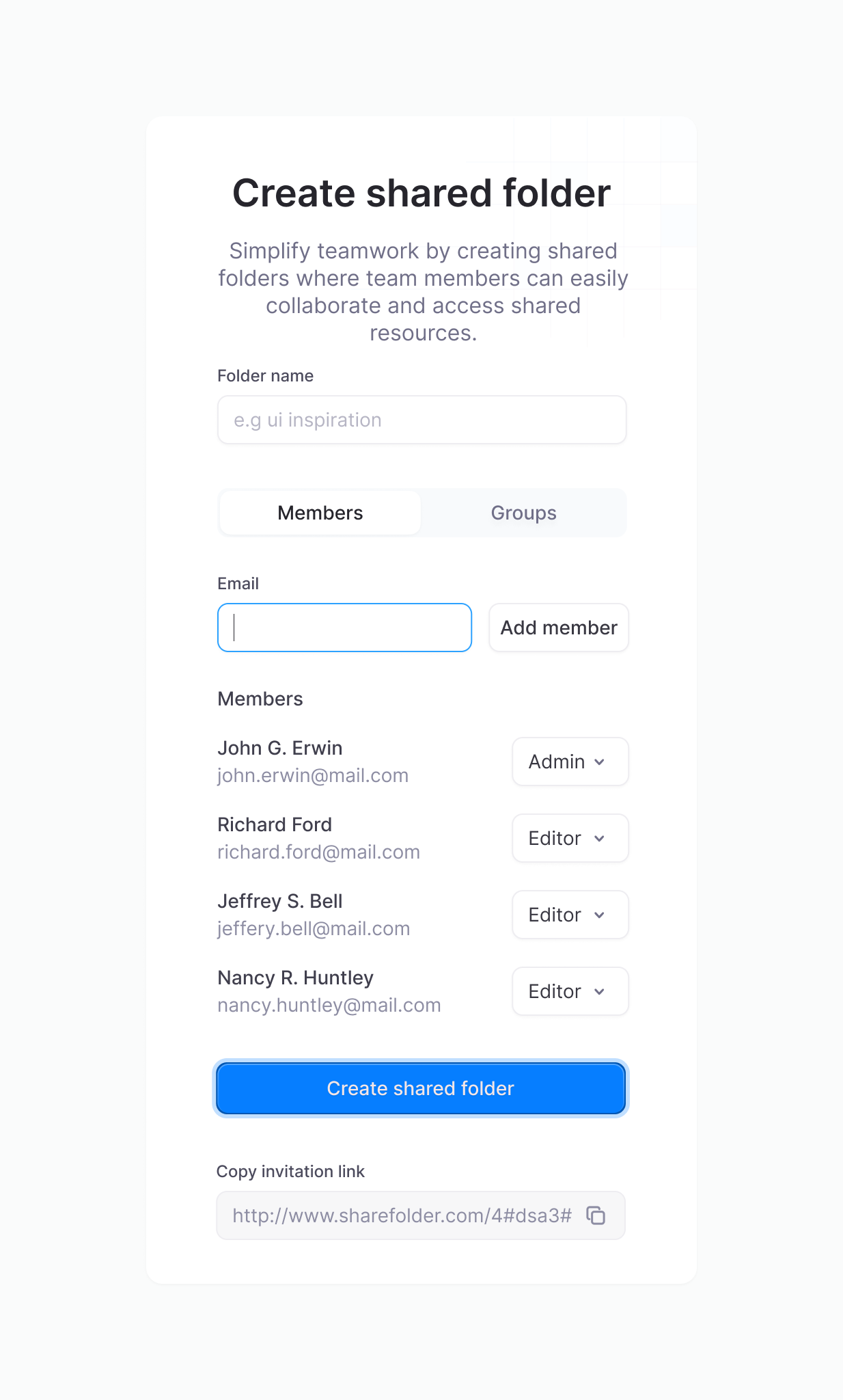 Create shared folder