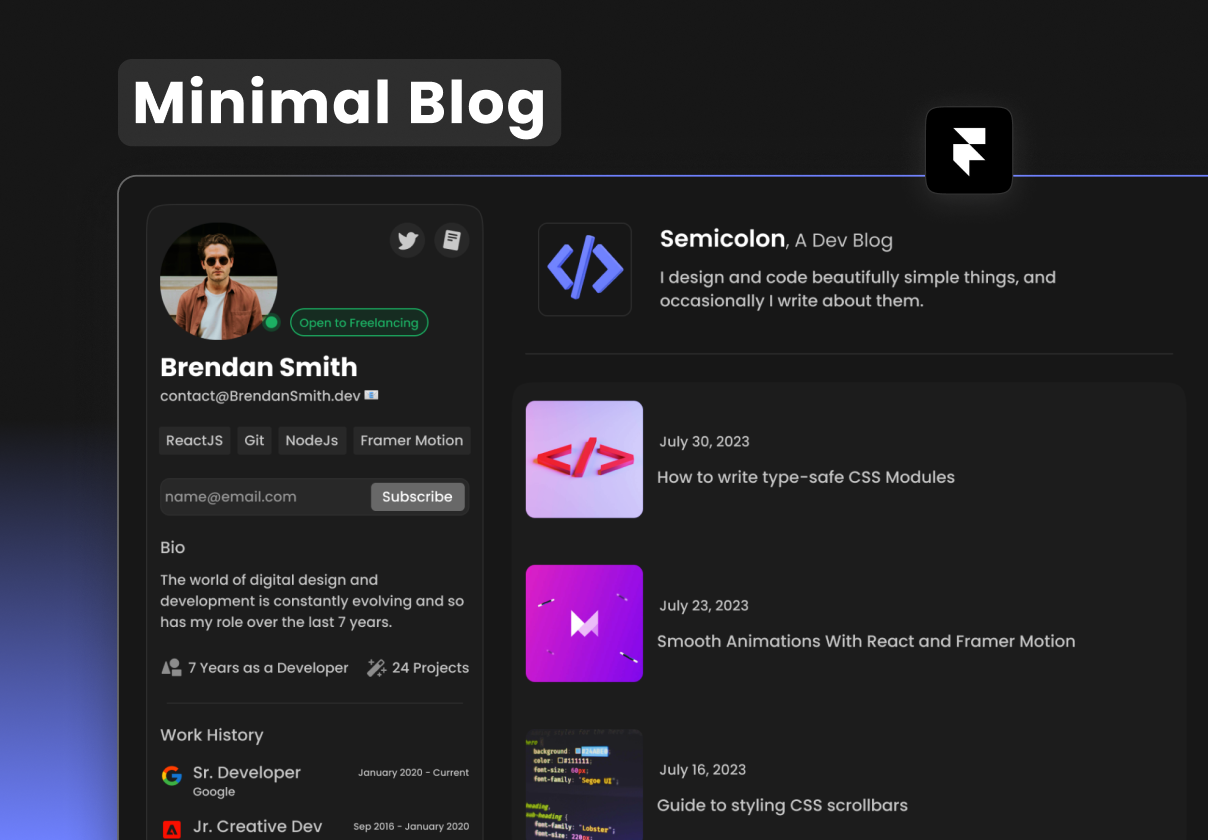 Minimal Blog Framer Templates