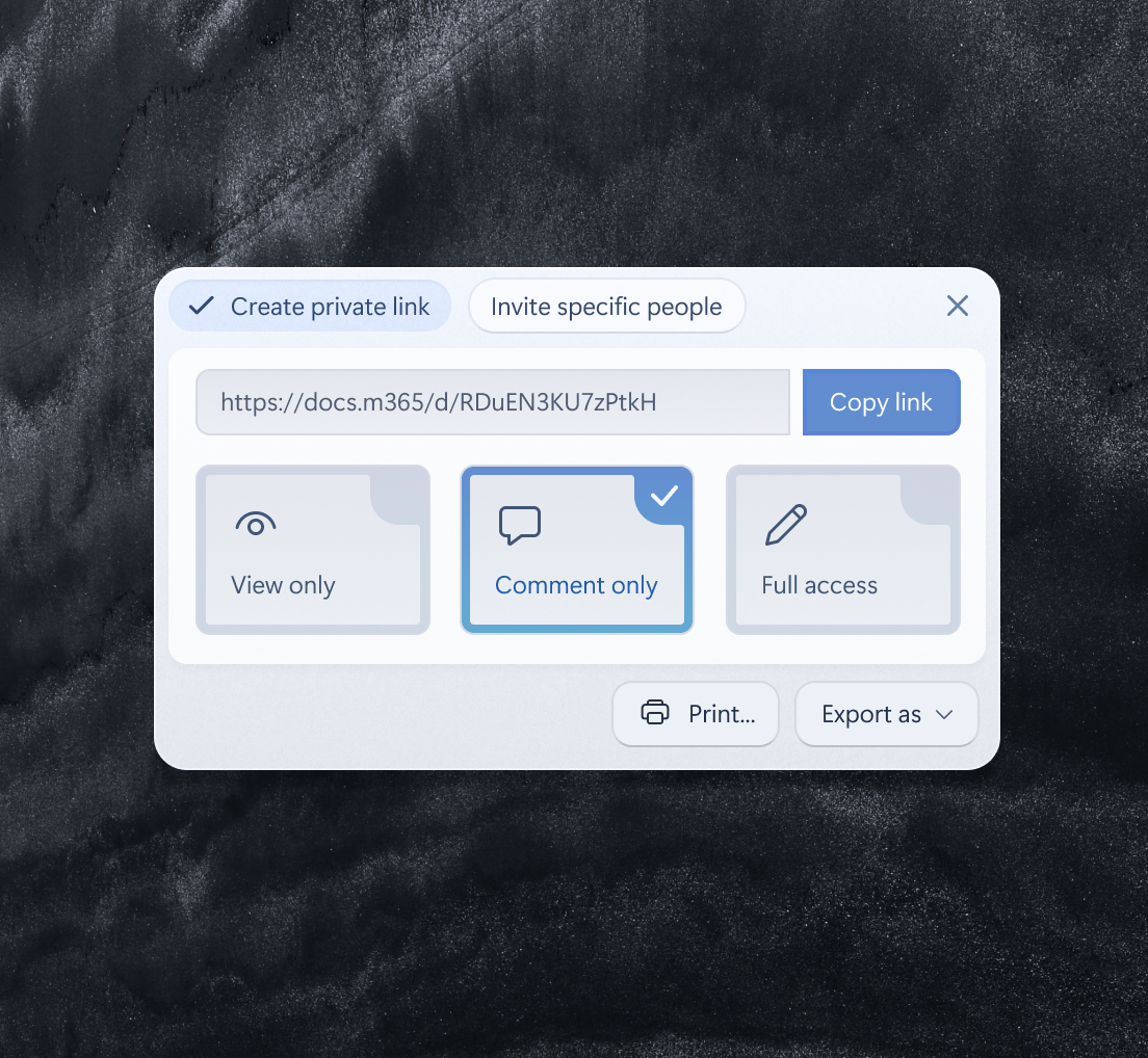 Share dialog