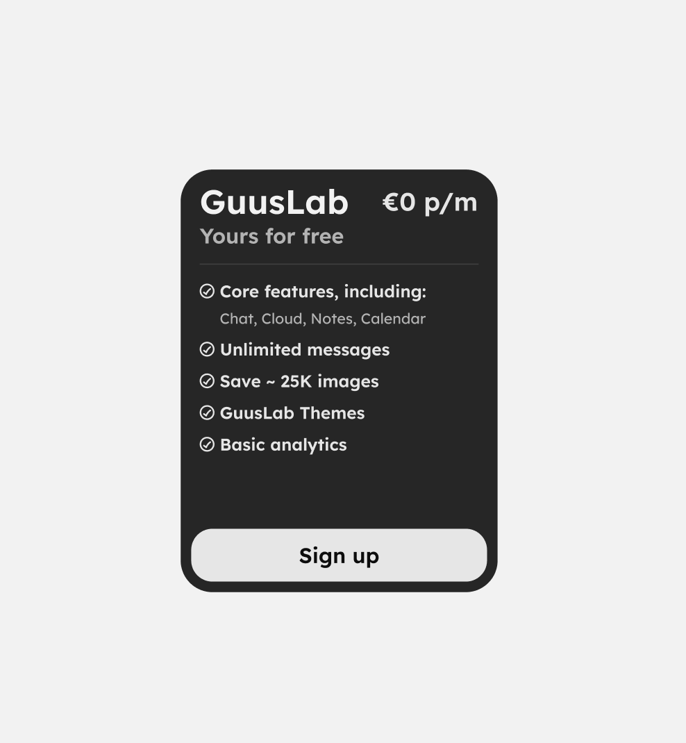 GuusLab pricing card