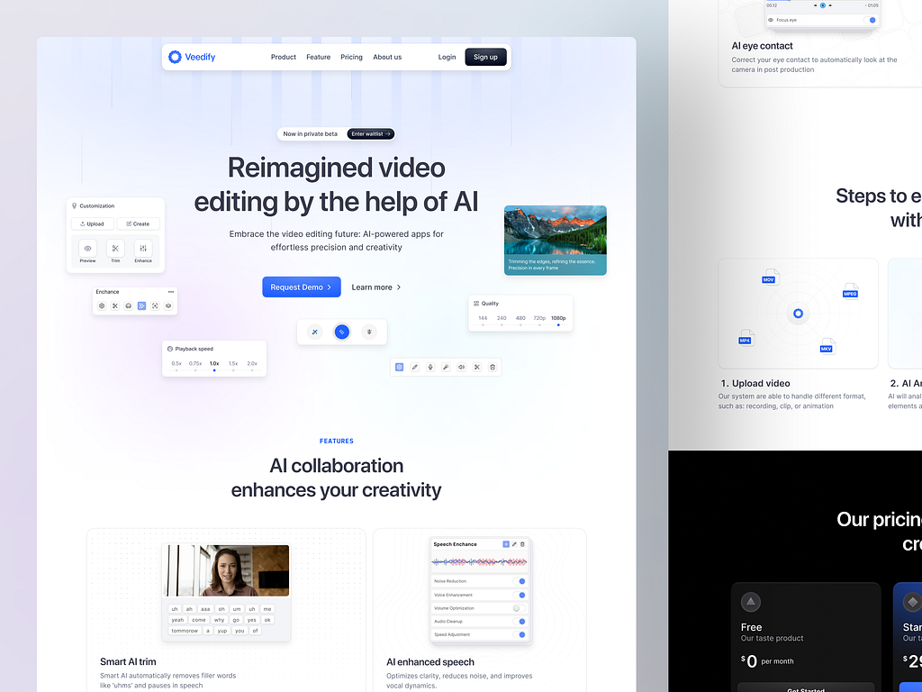 Veedify - AI Video Generator Landing Page