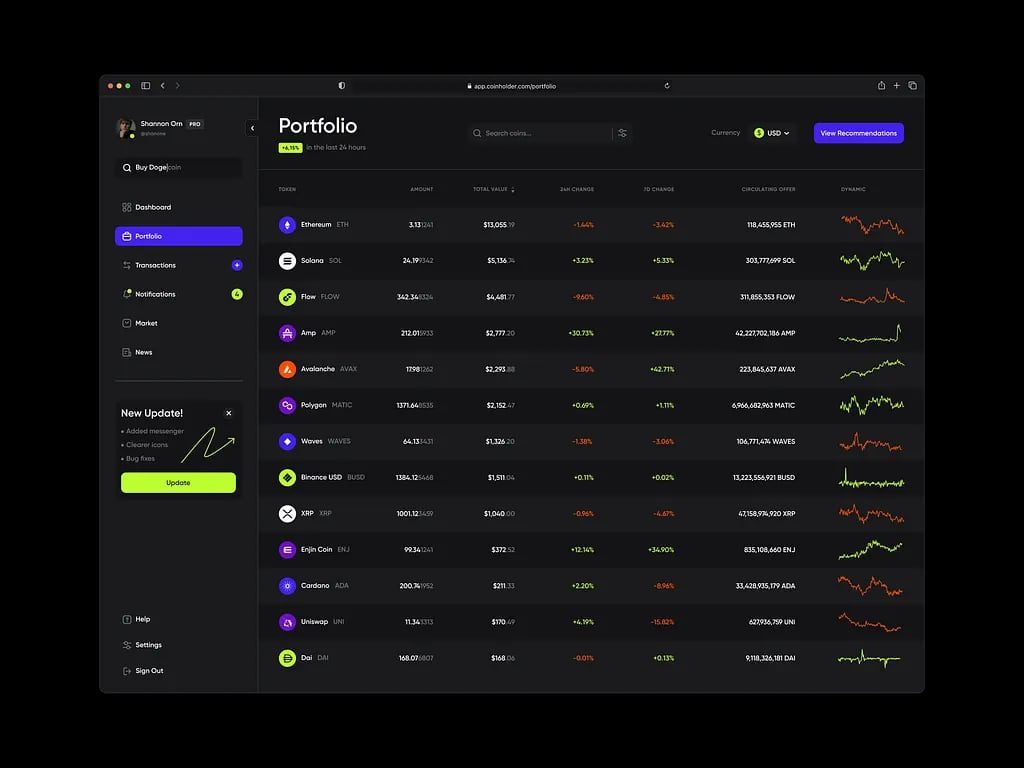 Crypto Wallet Web Dashboard