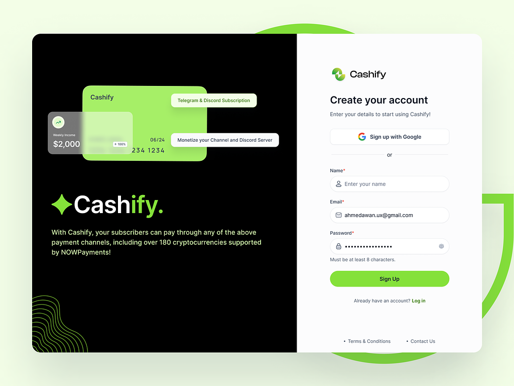 Cashify - Sign up Screen

