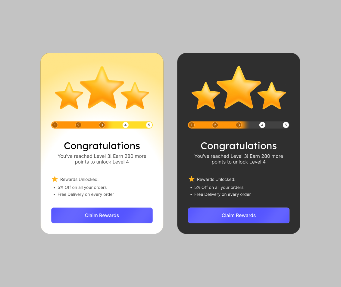 Reward card UI