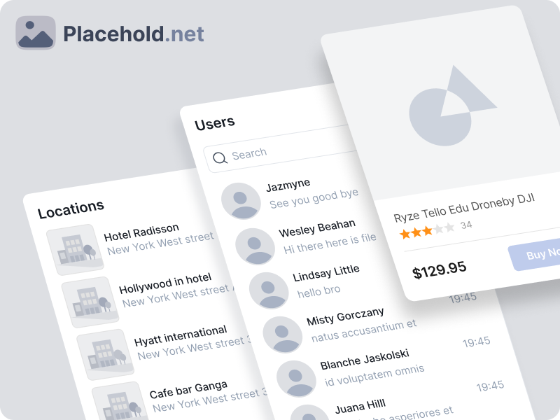 Placeholder mockup images