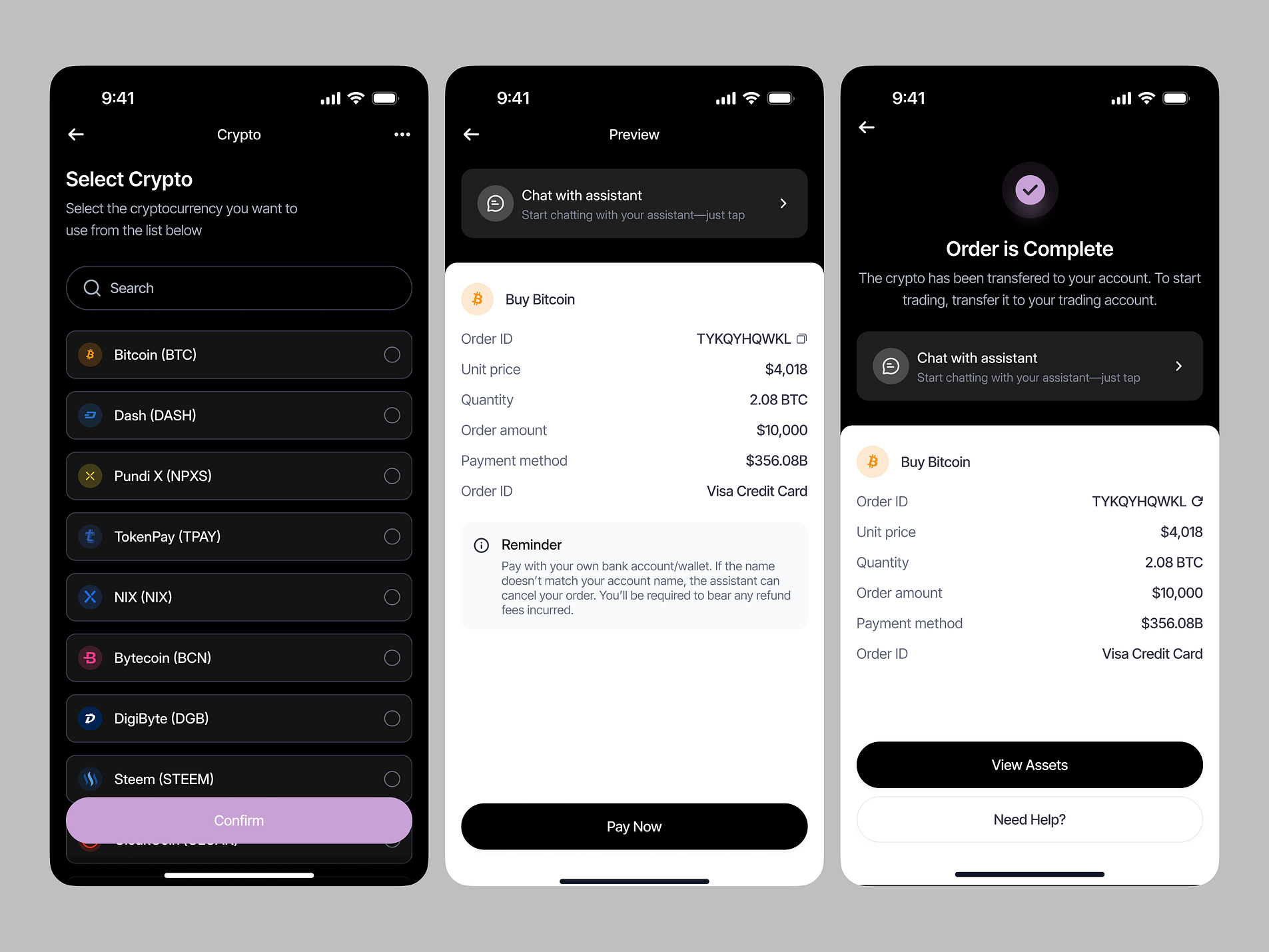 Crypto Mobile App UI/UX - Buy Coin Flow