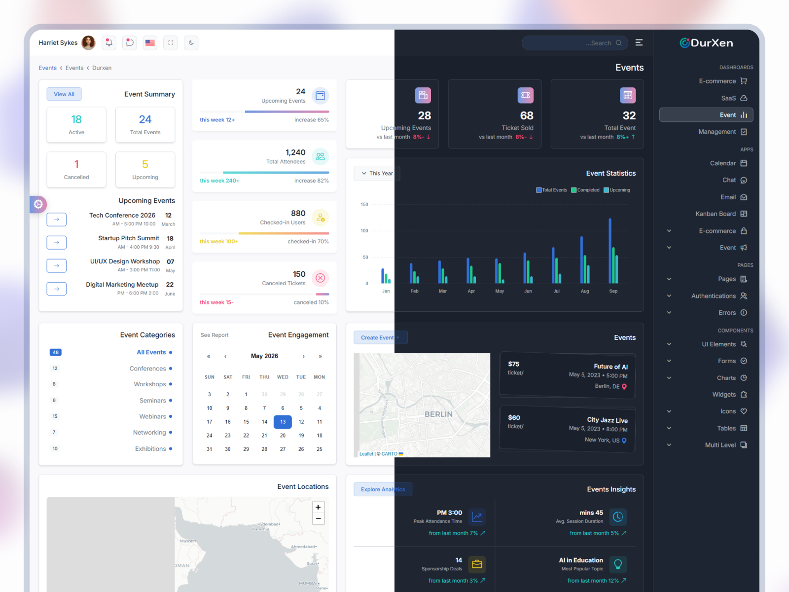 Durxen — Enterprise-Grade RTL Admin Dashboard (React, Next.js & Bootstrap)