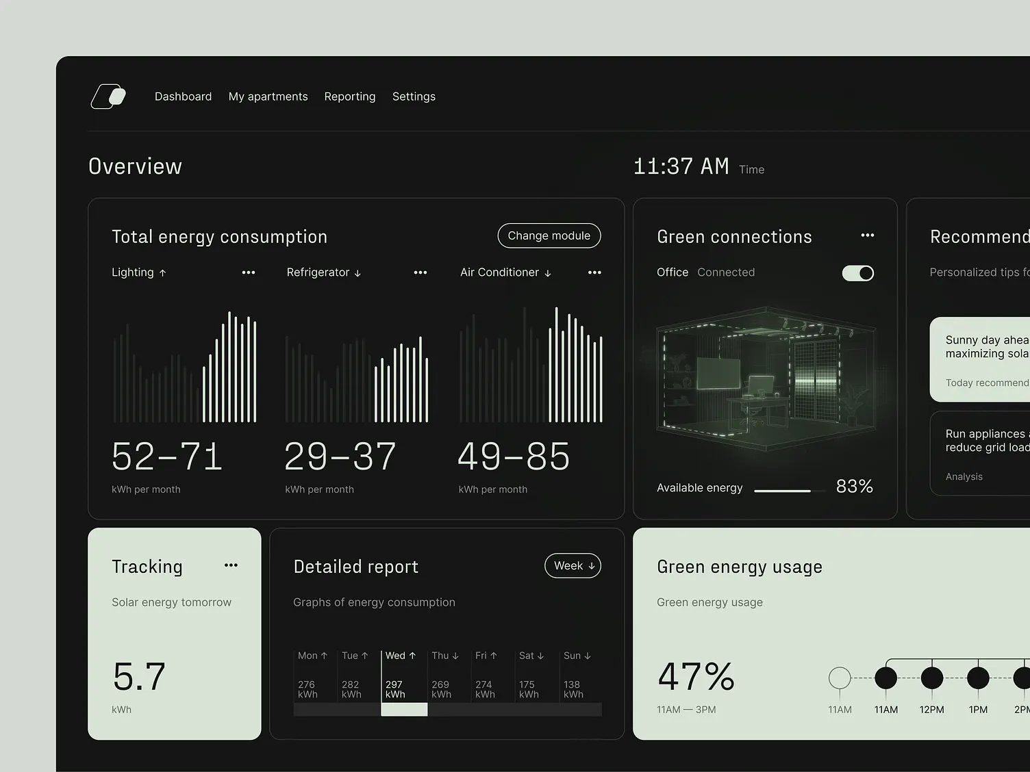 Smart Energy Dashboard Concept