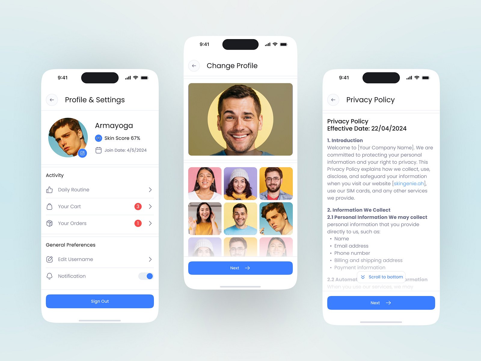 Profile & Settings Design UI UX
