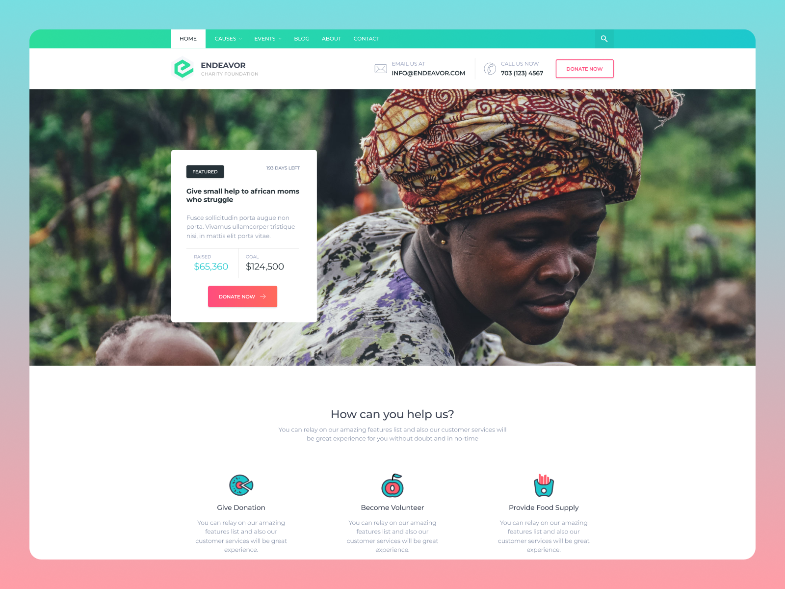 Endeavor Charity Website Design