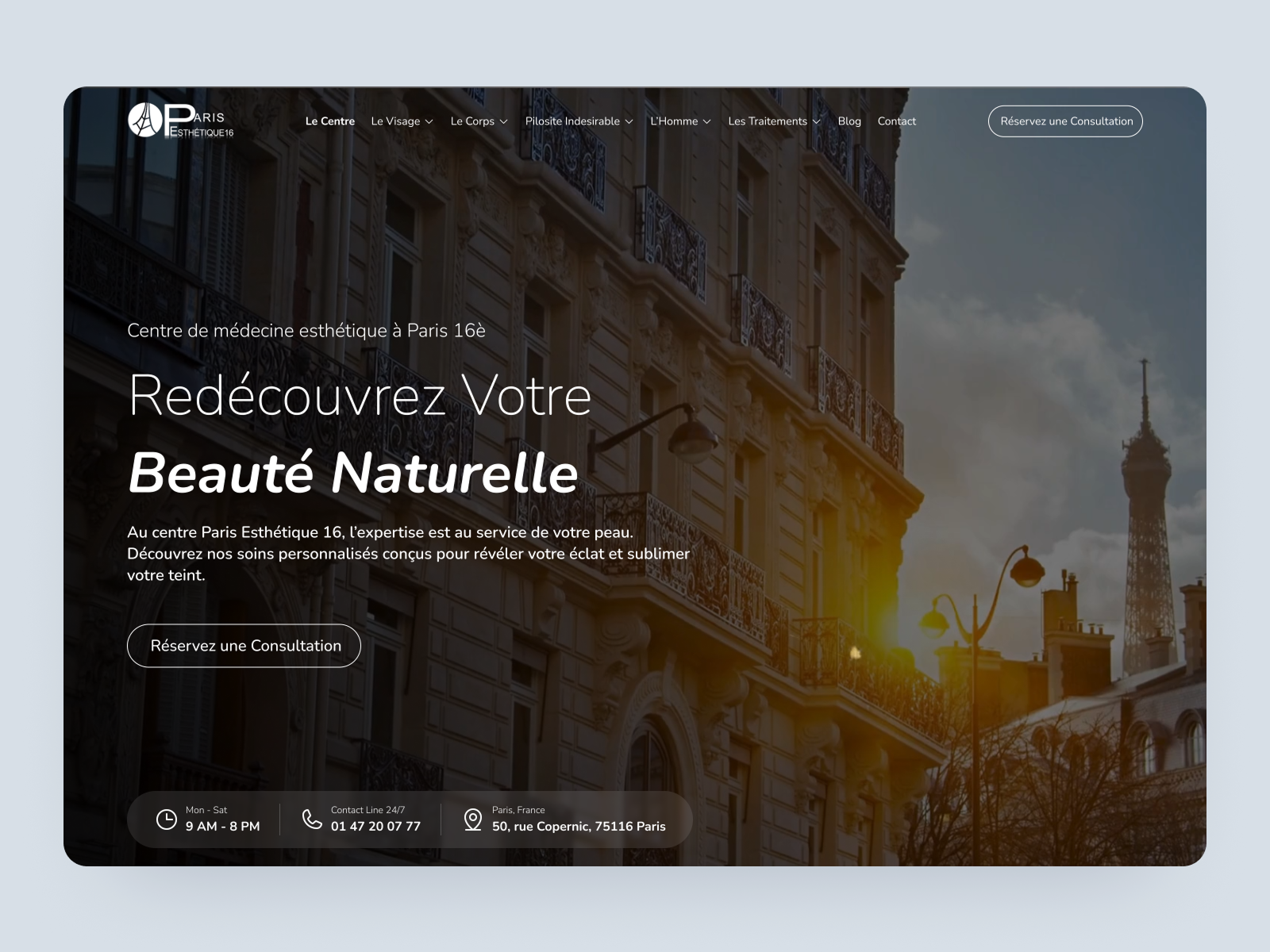Paris Esthetique 16 - Hero Section Landing Page UI Website Design