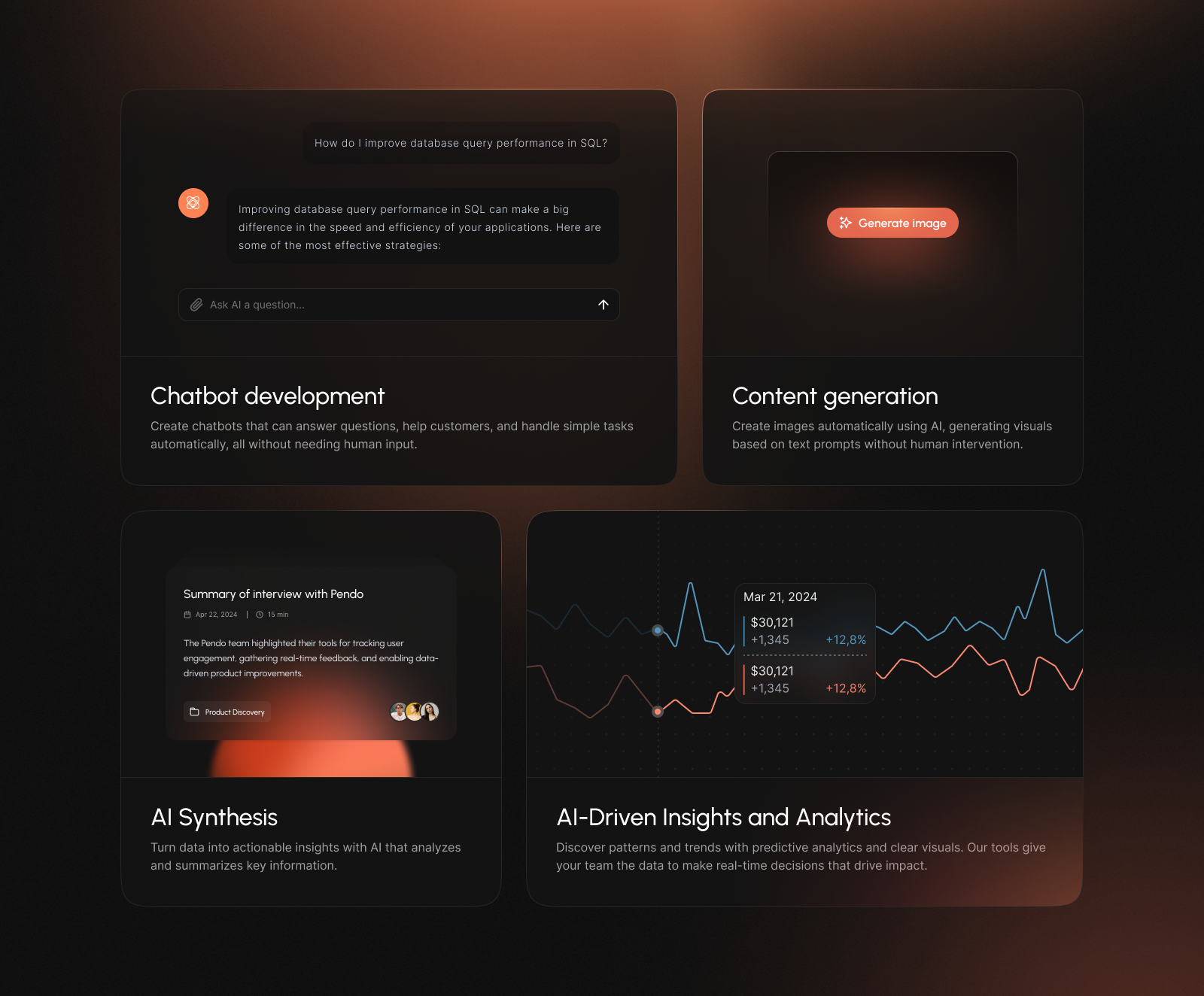 AI-themed landing page section 