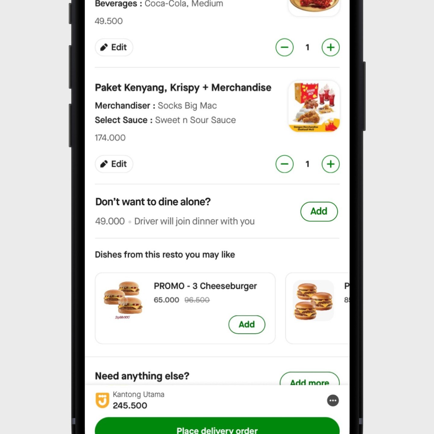 GoFood (Gojek) Dinner with Driver
