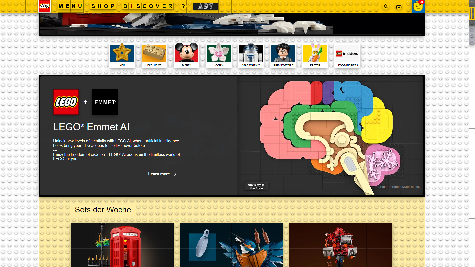 LEGO© Website Ai Section Concept