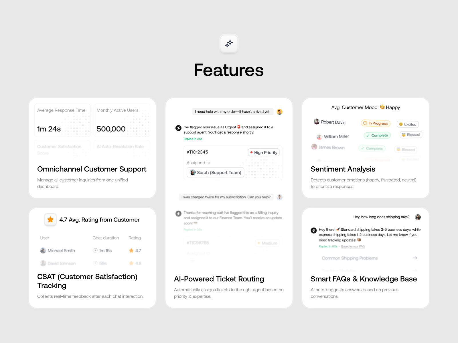 🚀 SwiftSupport: AI-Powered Customer Support Bento Card Design
