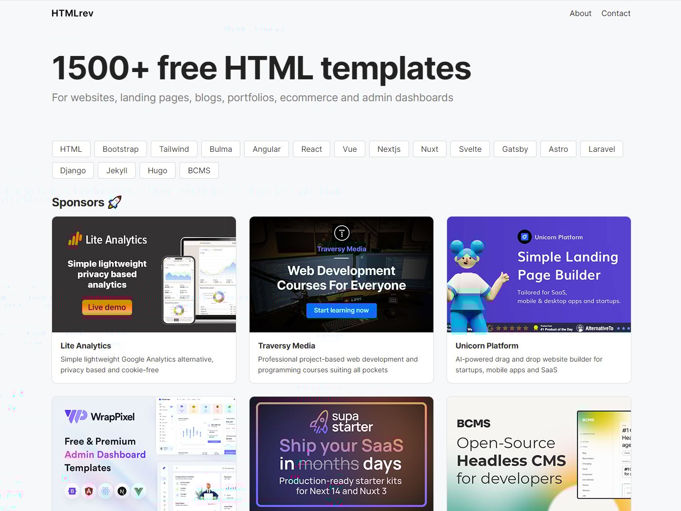 HTMLrev - Free HTML Website Template Library