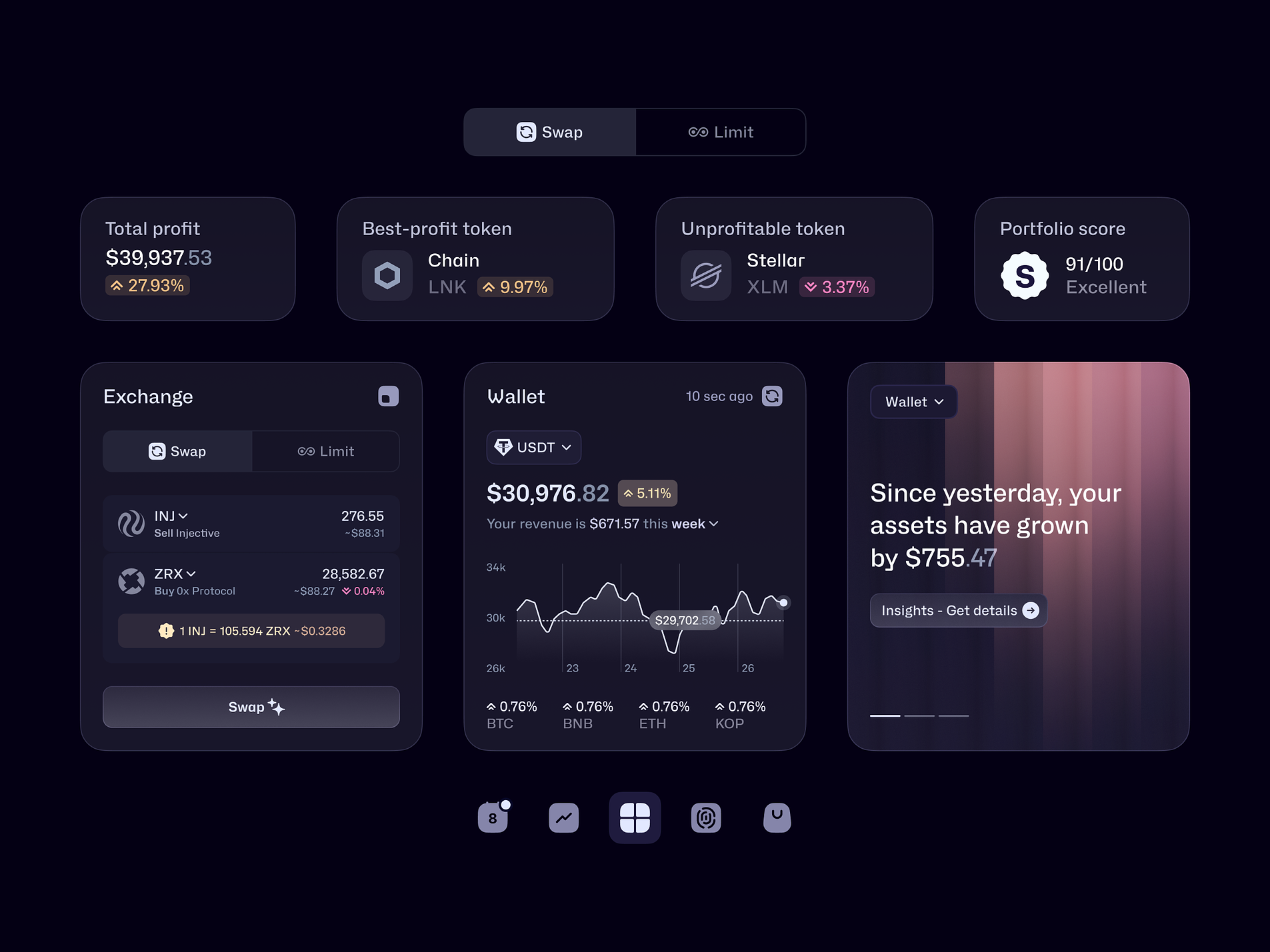 Crypto Exchange App UI Elements
