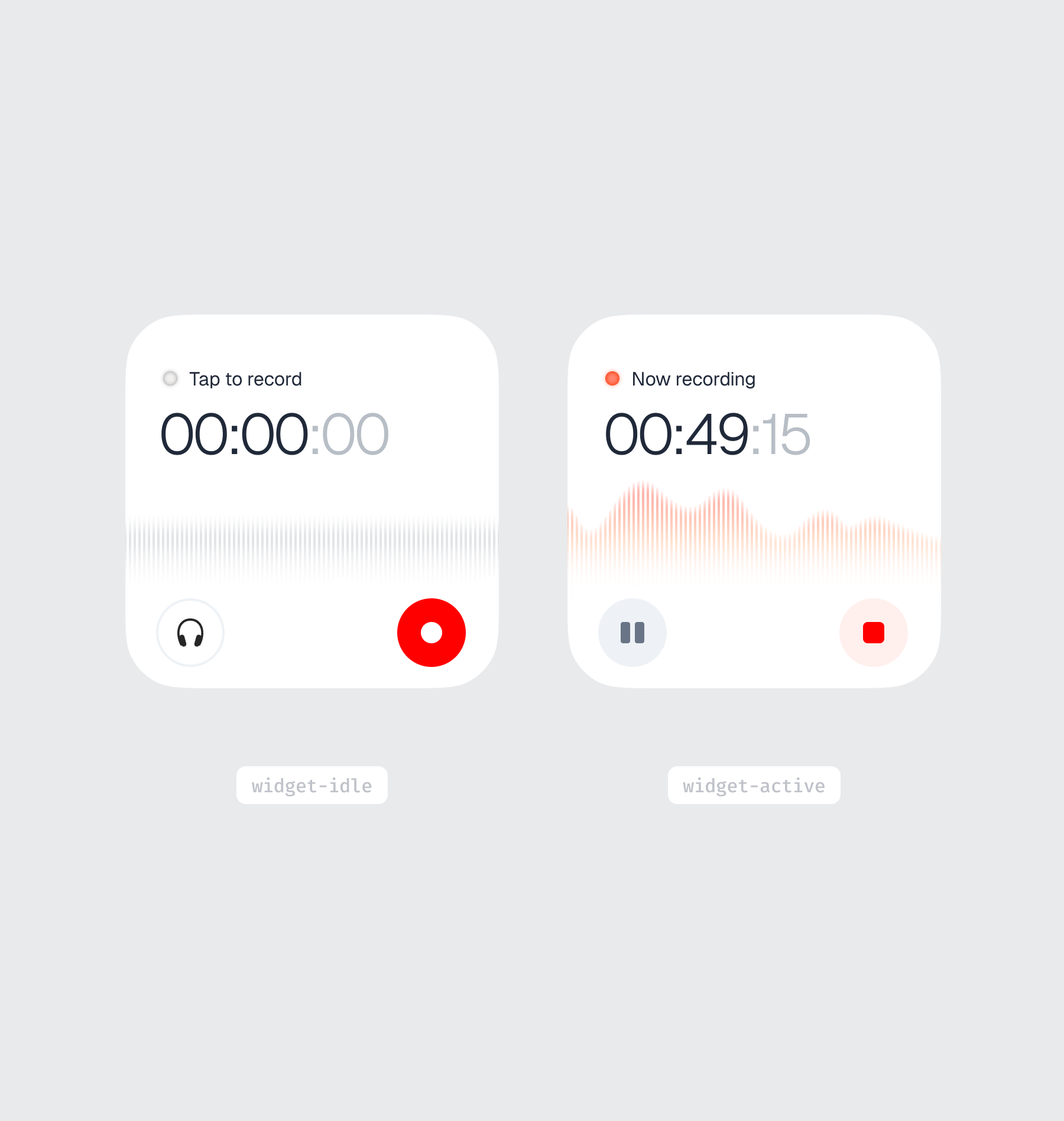Audio-memo widget - recording & idles states