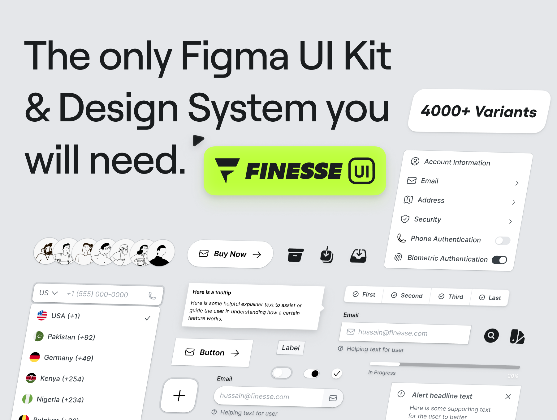 ❖ Finesse UI – Figma UI Kit and Design System - Version 1.0