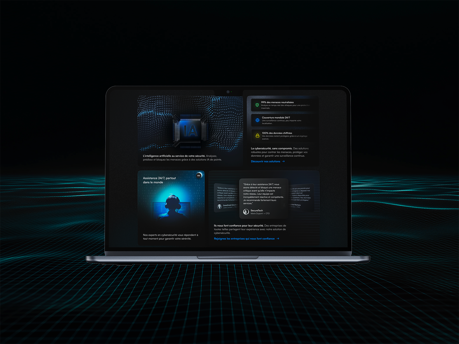 Bento UI Design – Cybersecurity Theme