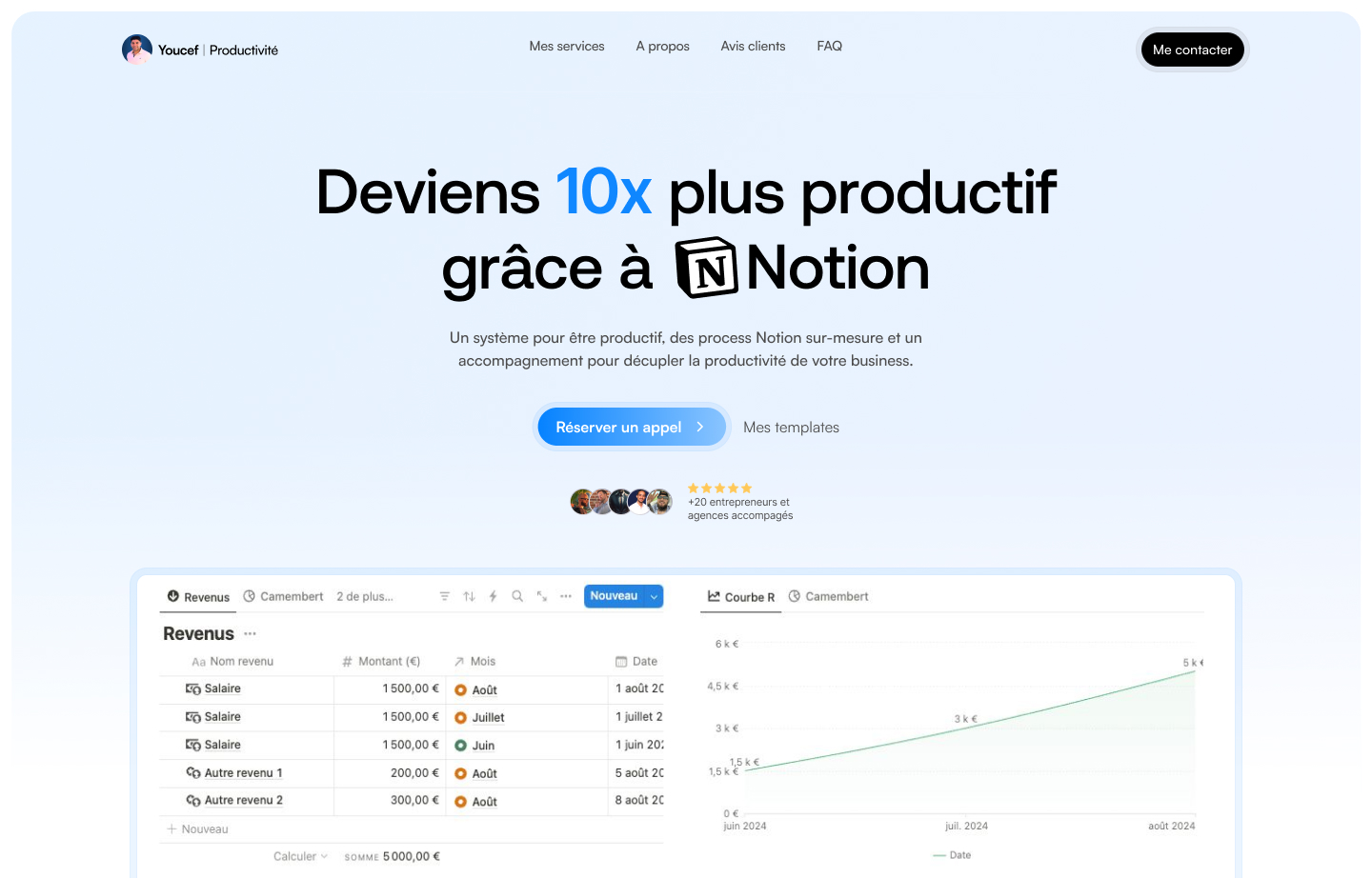 Notion Template Landing Page Hero Section