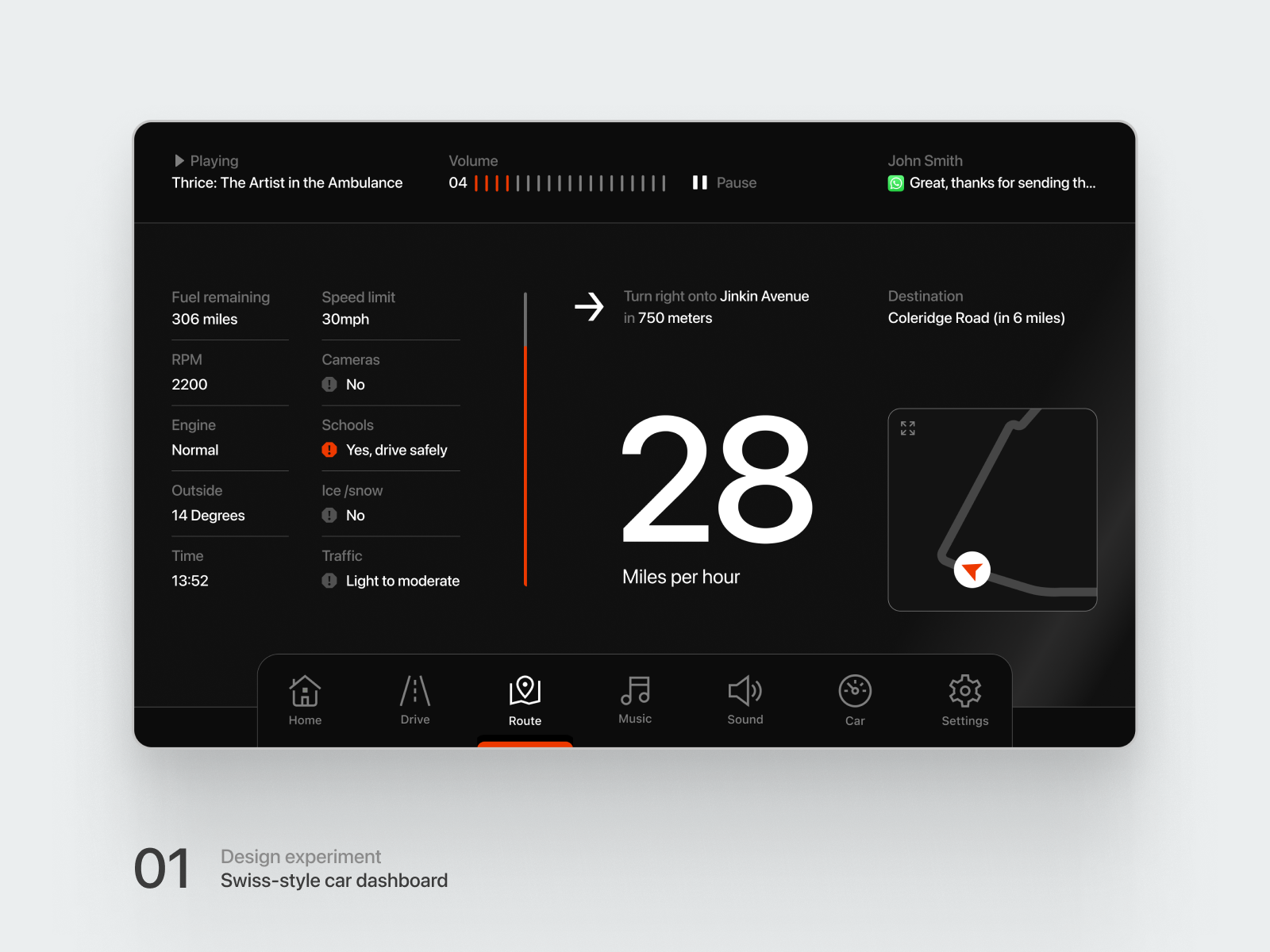 Swiss-style car dashboard concept