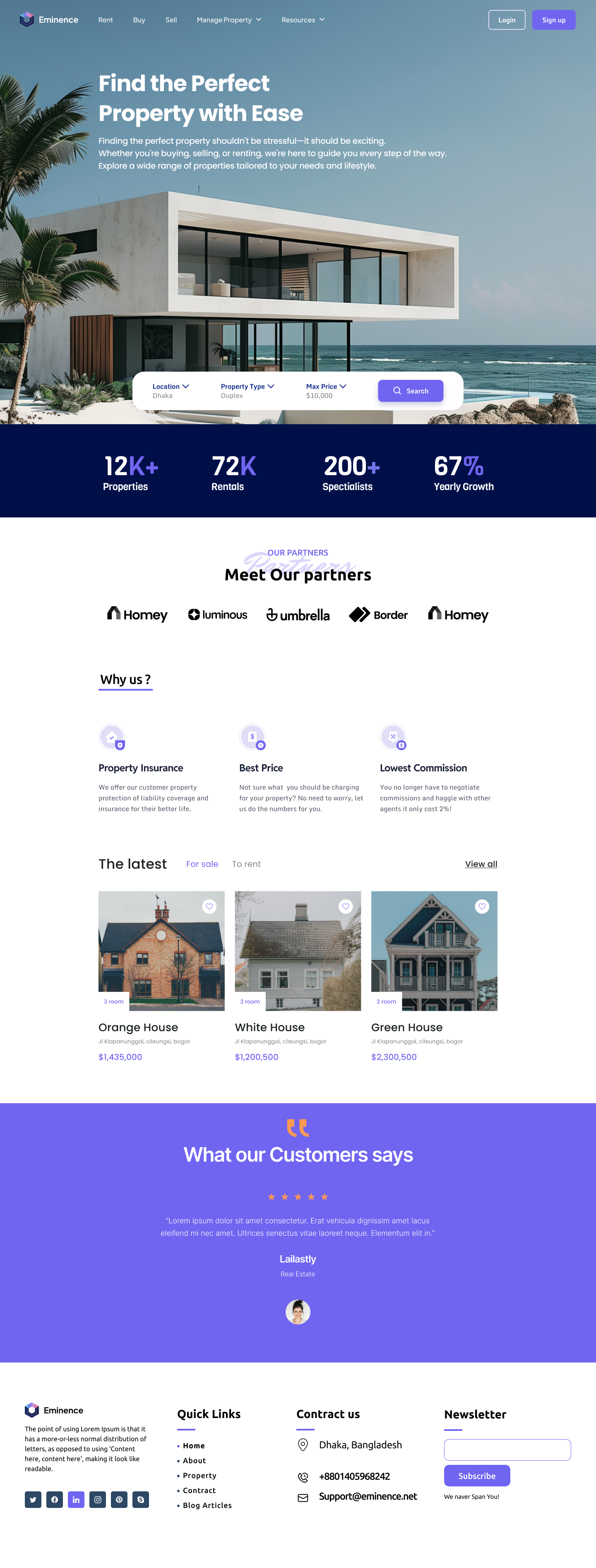 Eminence Real Estate Website Landing Page