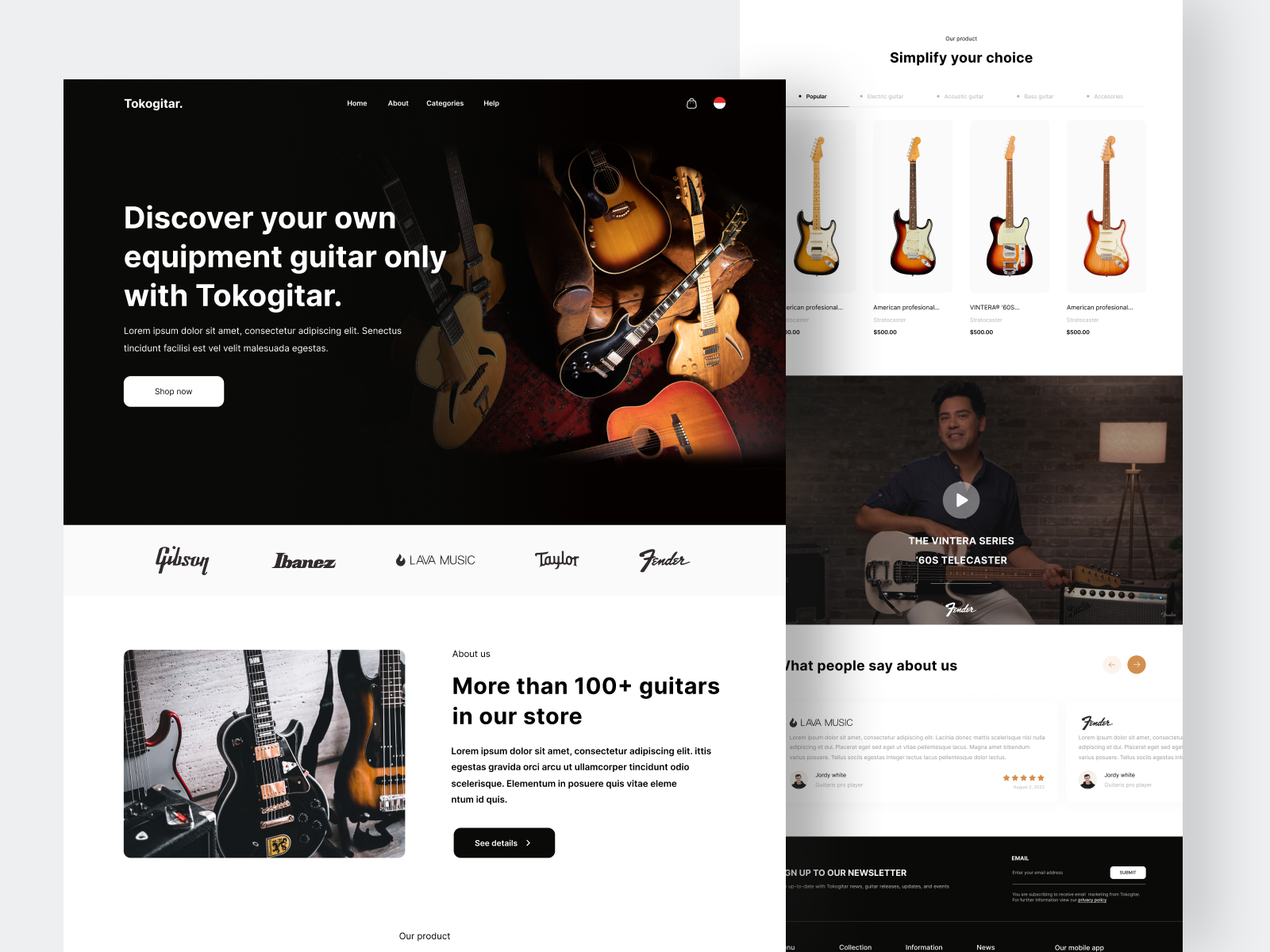 Tokogitar - Guitar Marketplace Landing Page
