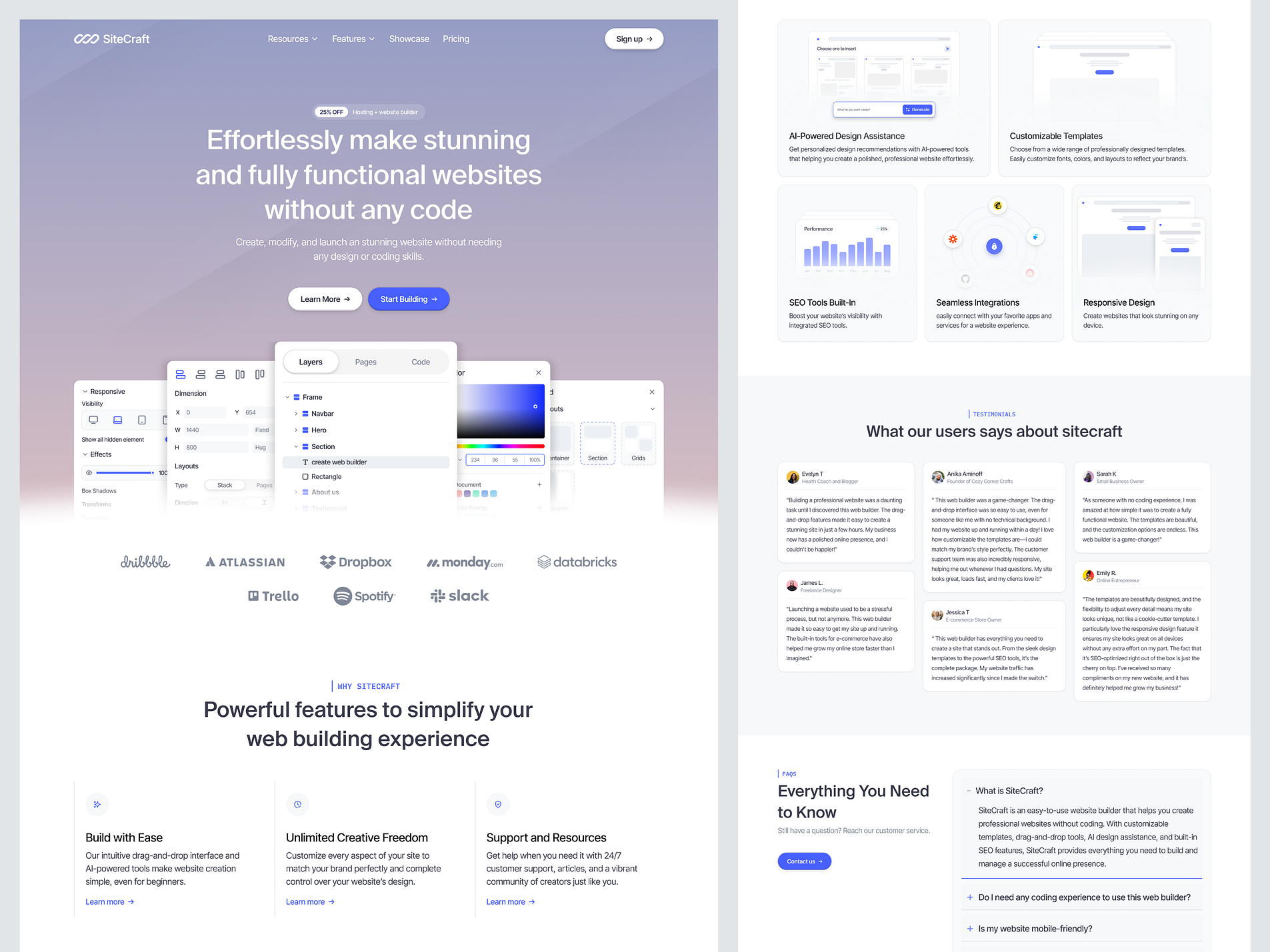 SiteCraft: Website Builder Saas Landing Page
