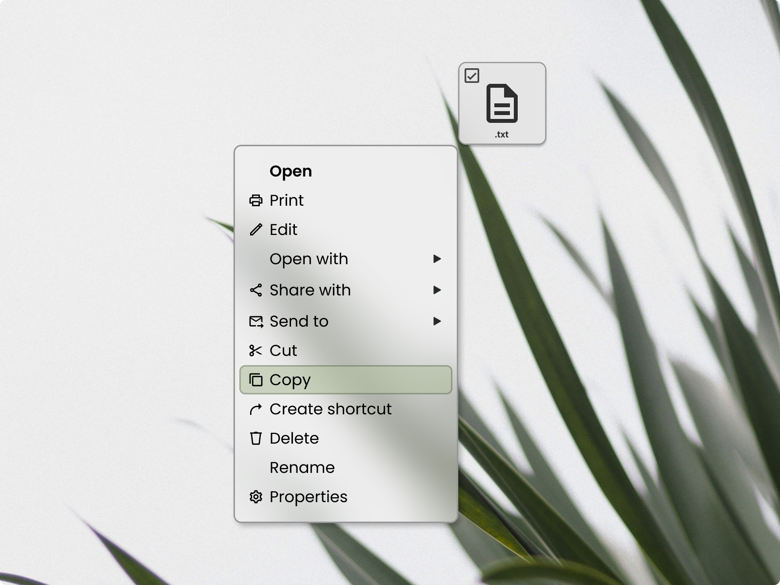 Windows Glassmorphism Vertical Dropdown Menu 