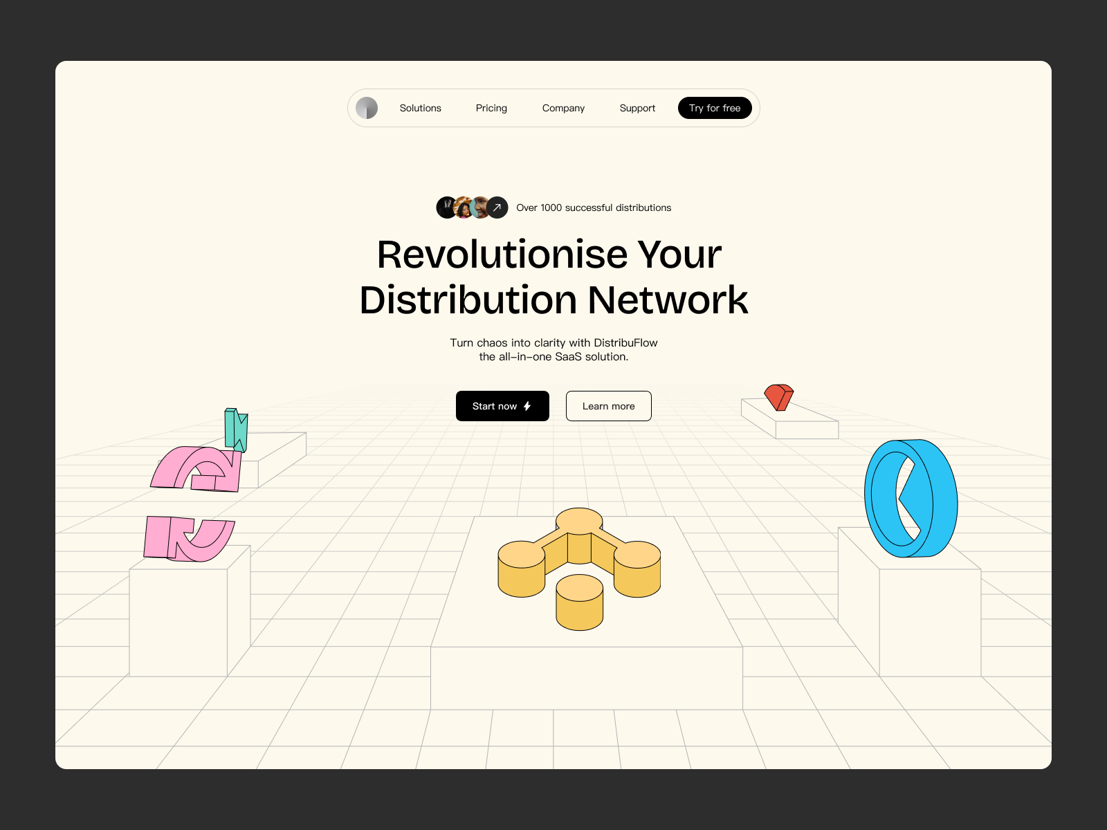 Network distribution SaaS landing page hero section design