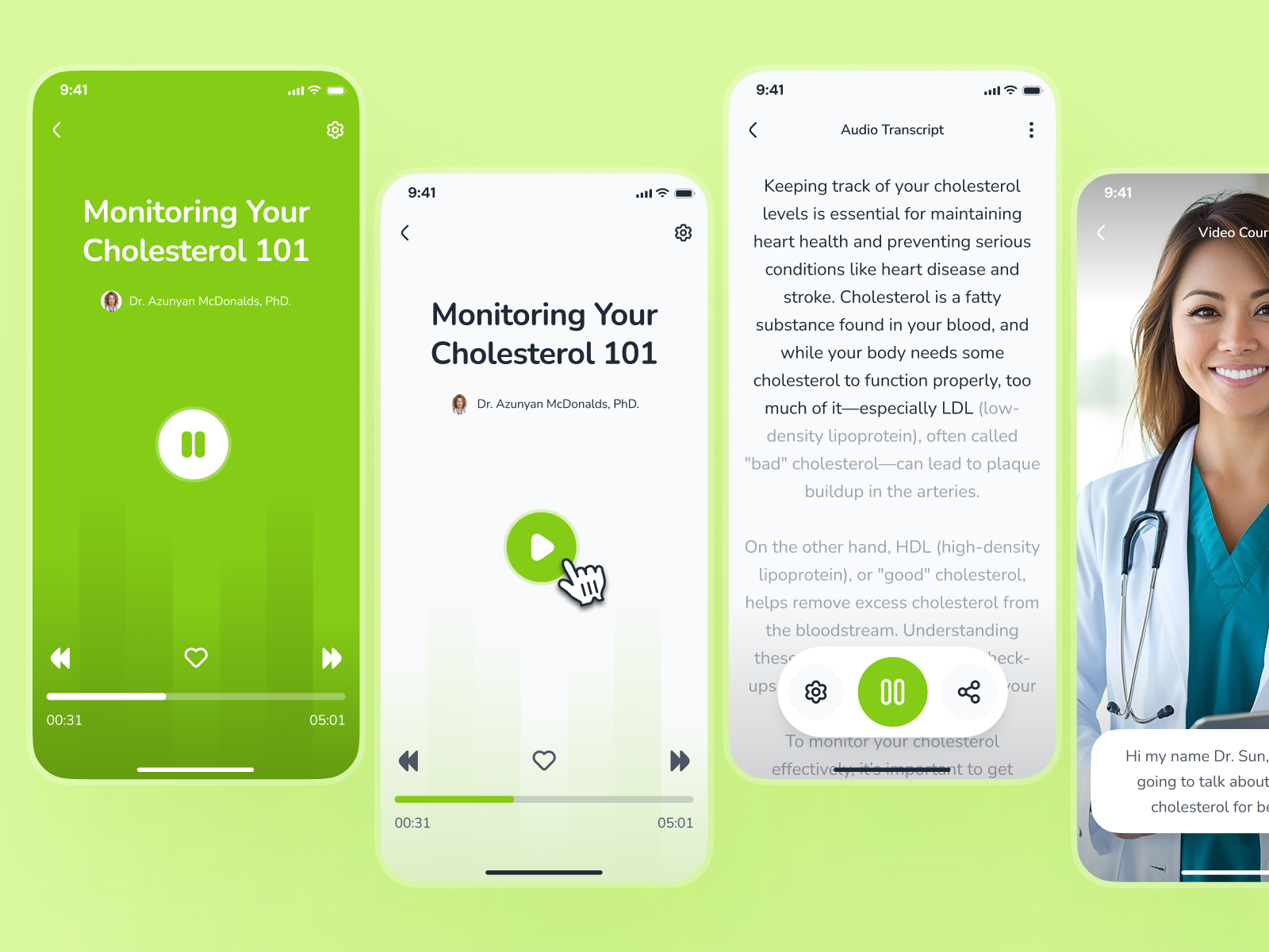 osler v2: AI Virtual Health App - Podcast & Audio Player UI