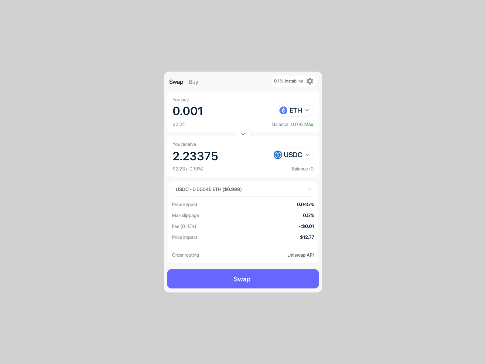 Swap token ui card
