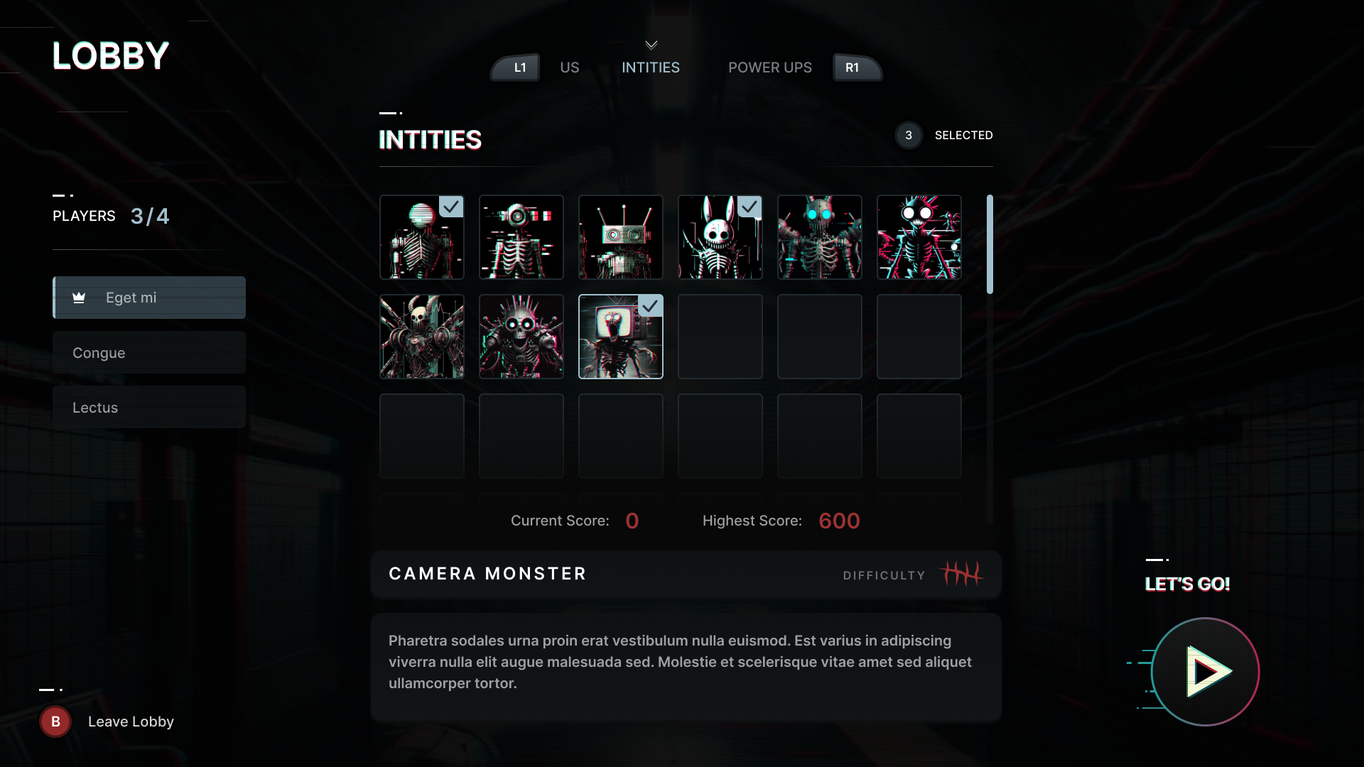Lobby Game UI Design