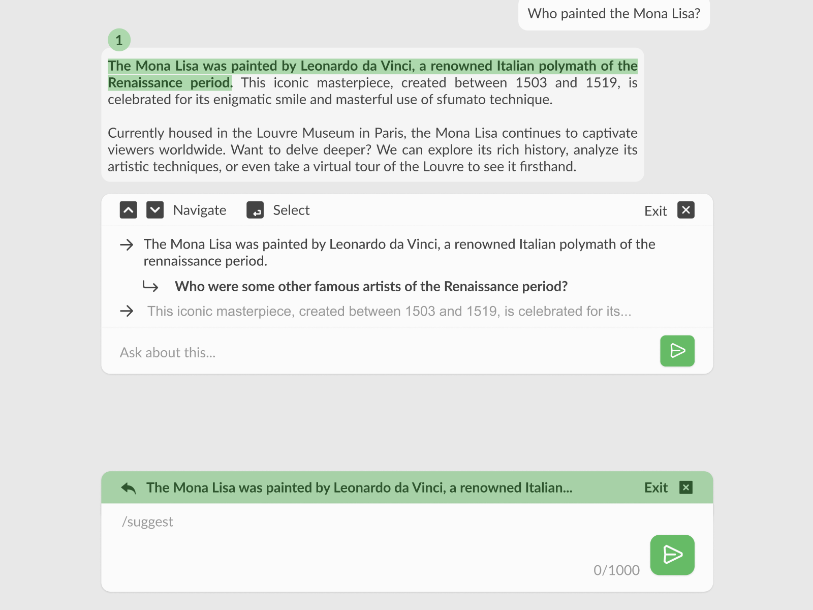Personalized Assistant App UI: Suggestions