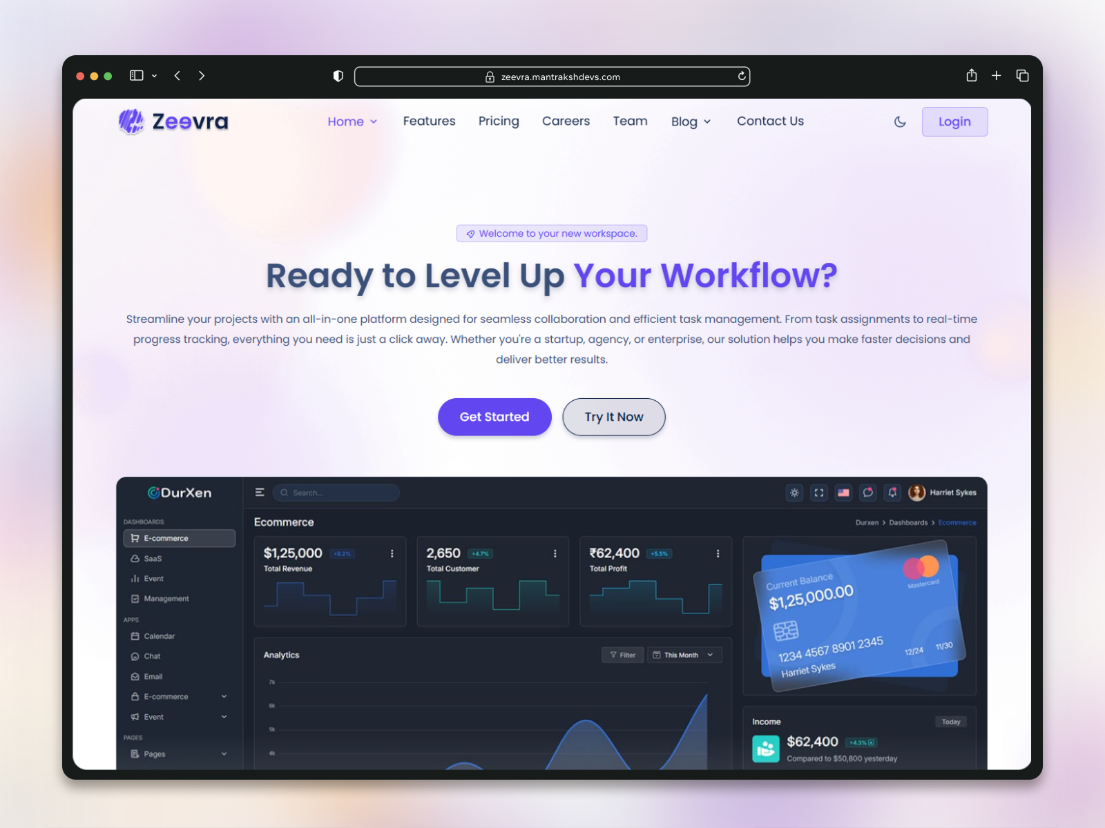 Zeevra – Modern SaaS Landing Page UI