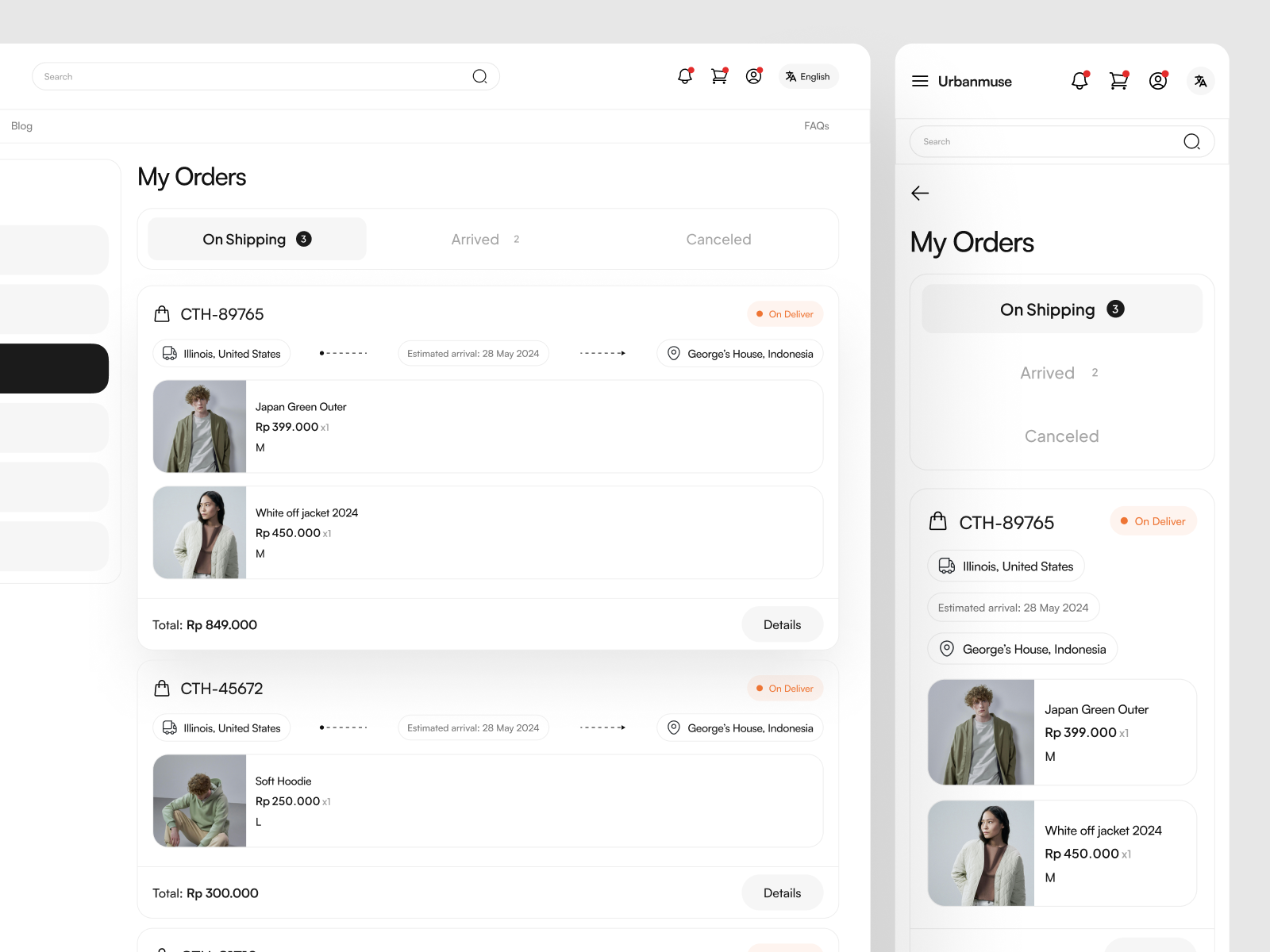 My orders page