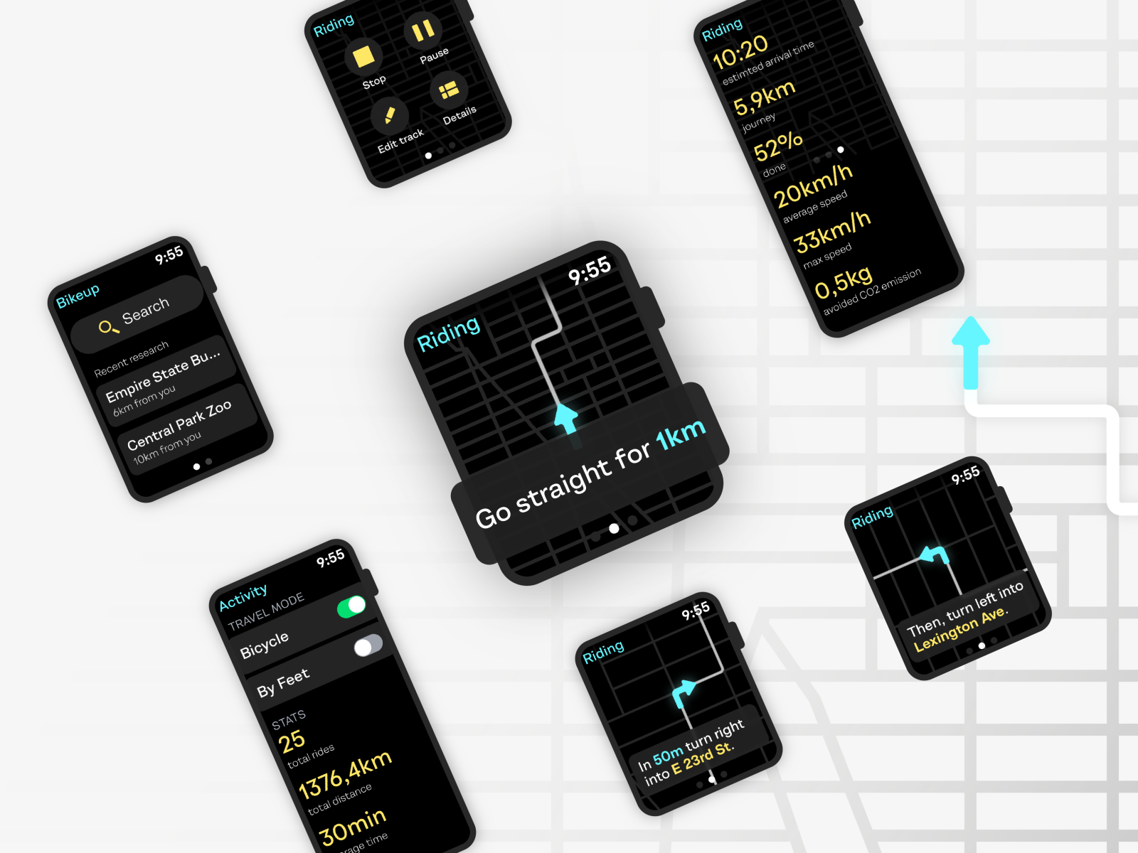 Navigation smartwatch app for riders