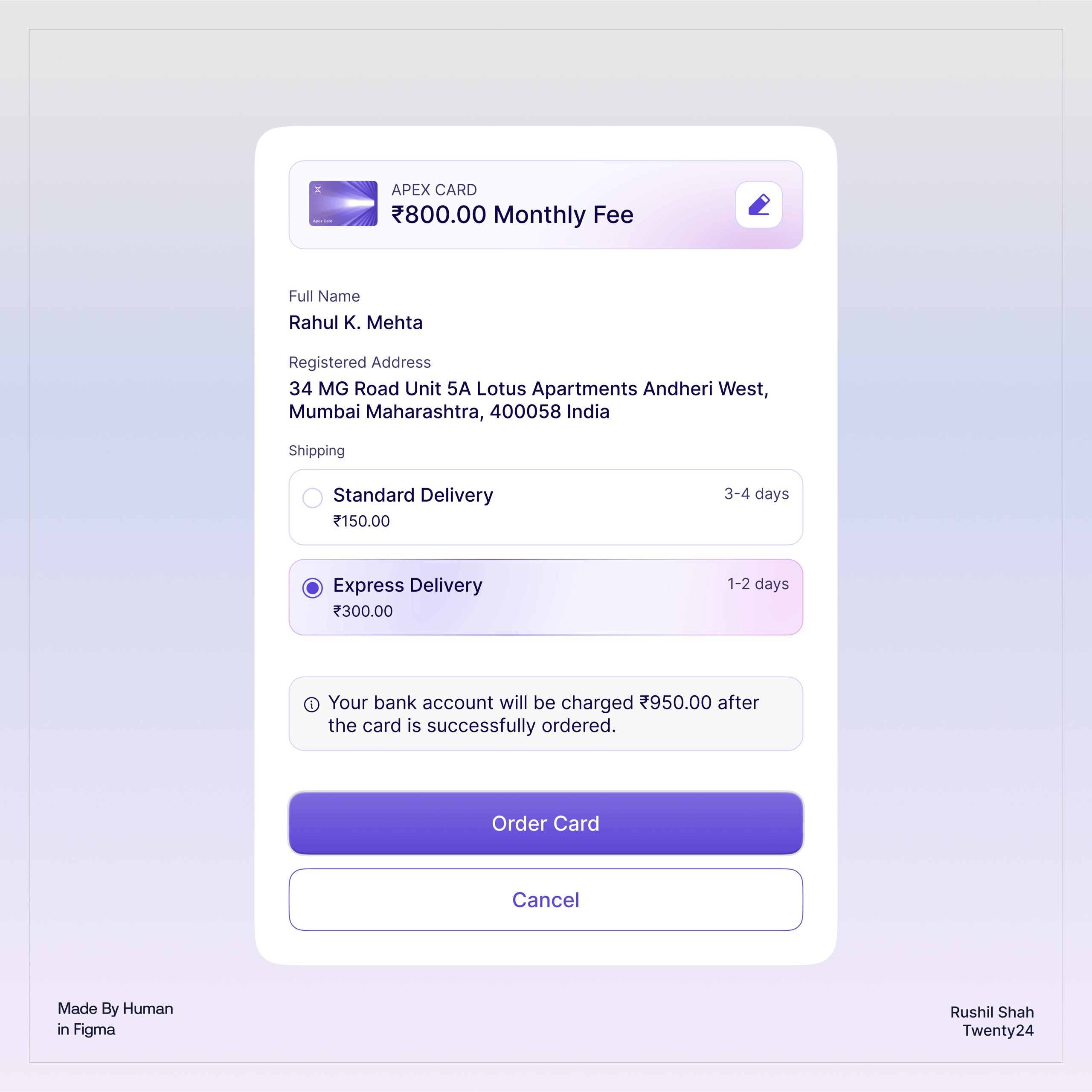 Order Card UI