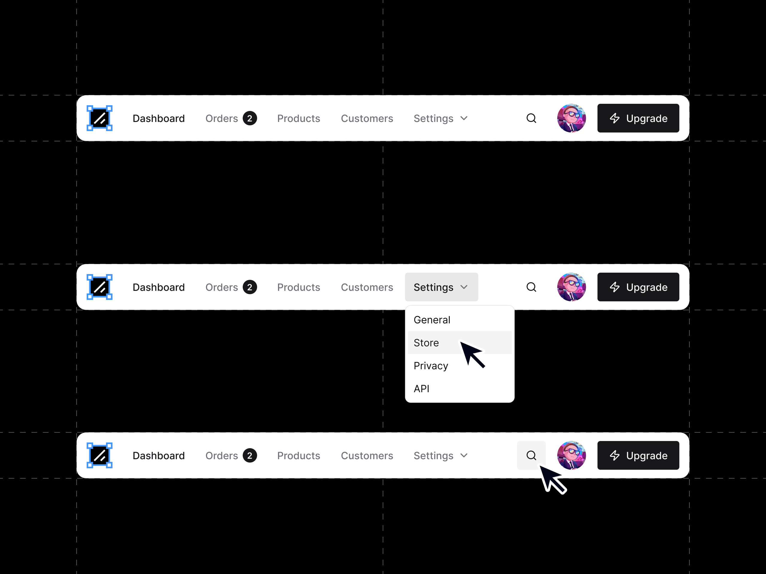 shadcn/ui navbar