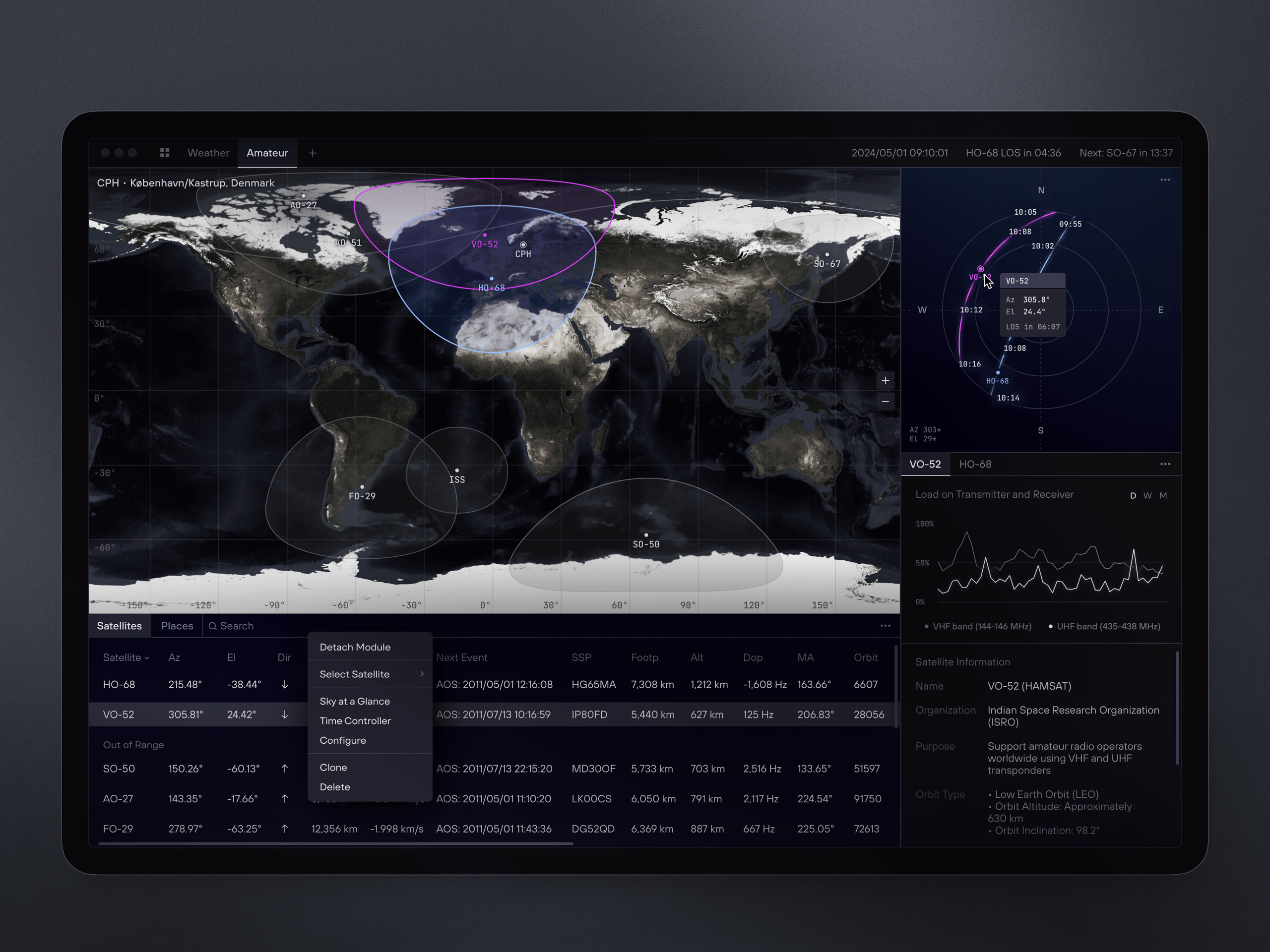Dashboard Design for Satellite Monitoring and Management