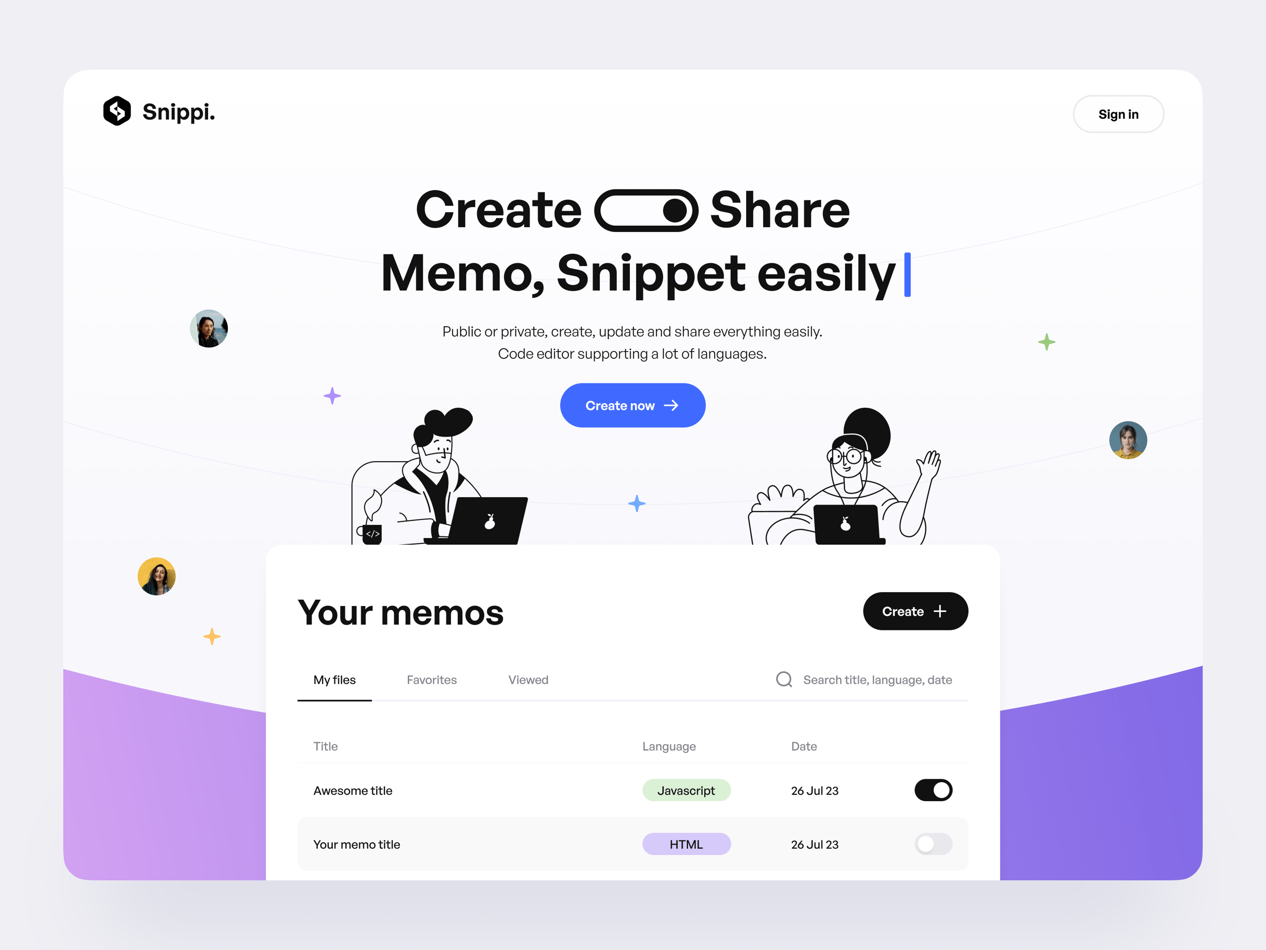 Snippi.app - Free memo and snippet sharing app