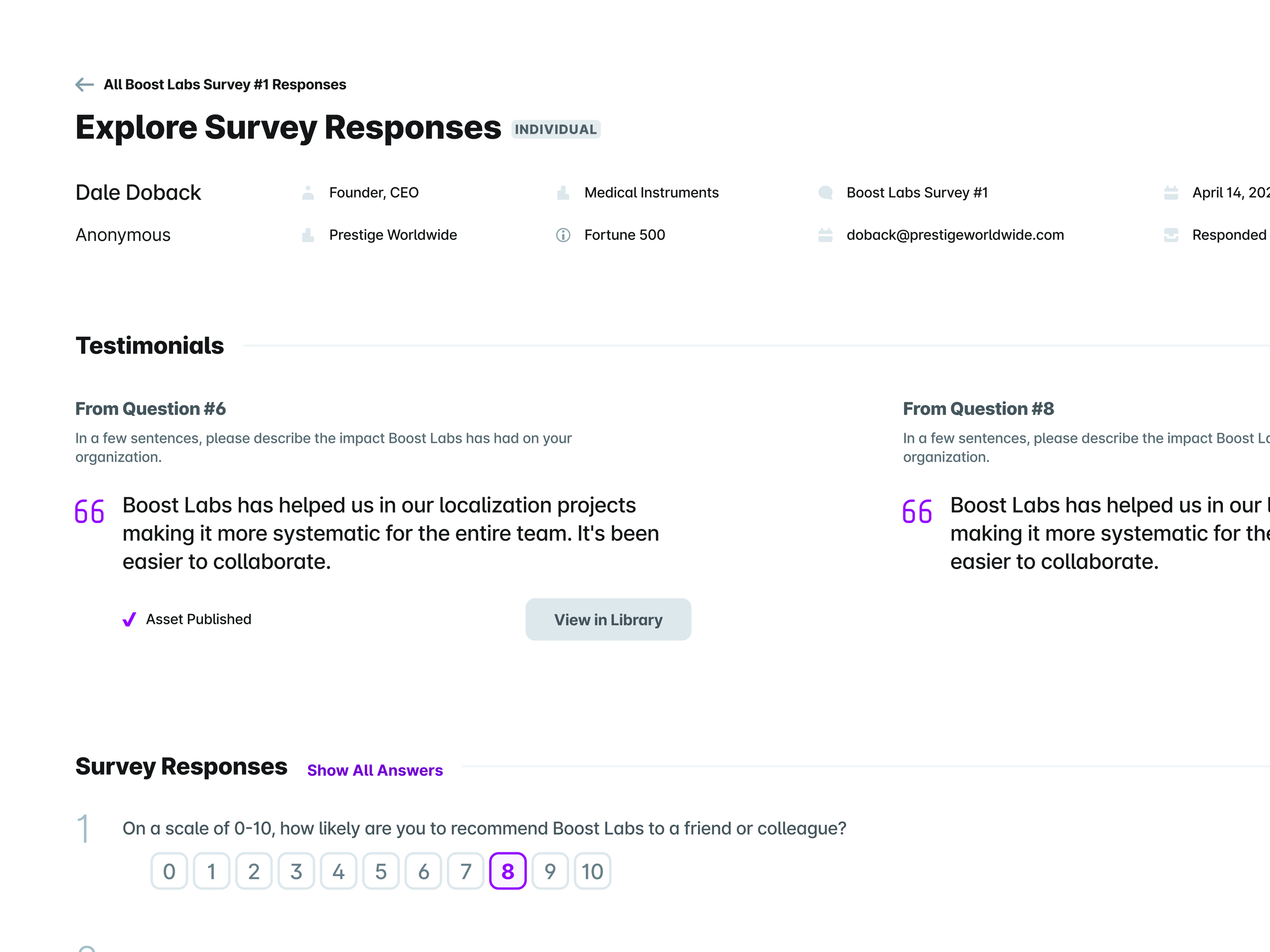 UserEvidence Survey Responses