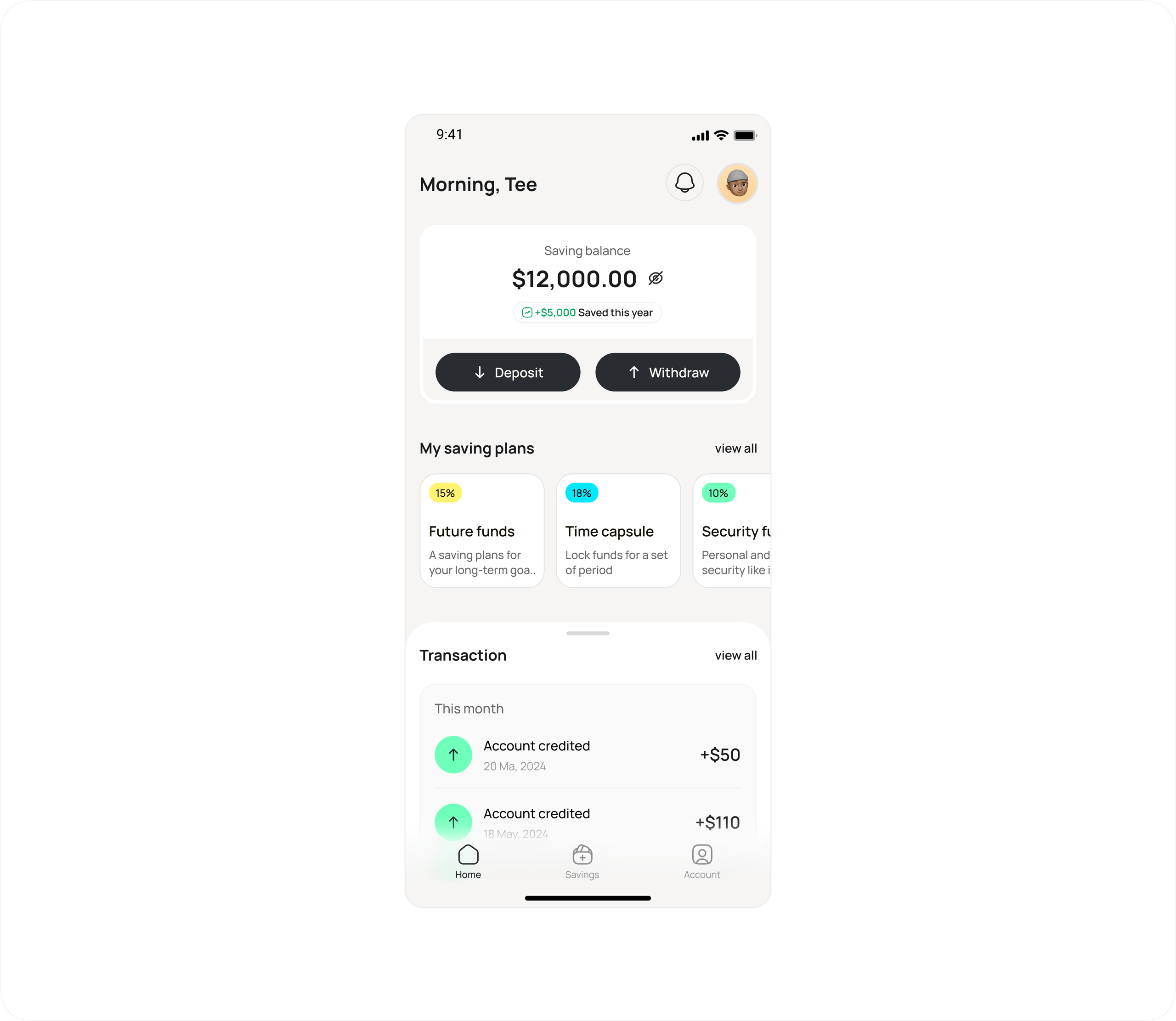 Concept - fintech home screen