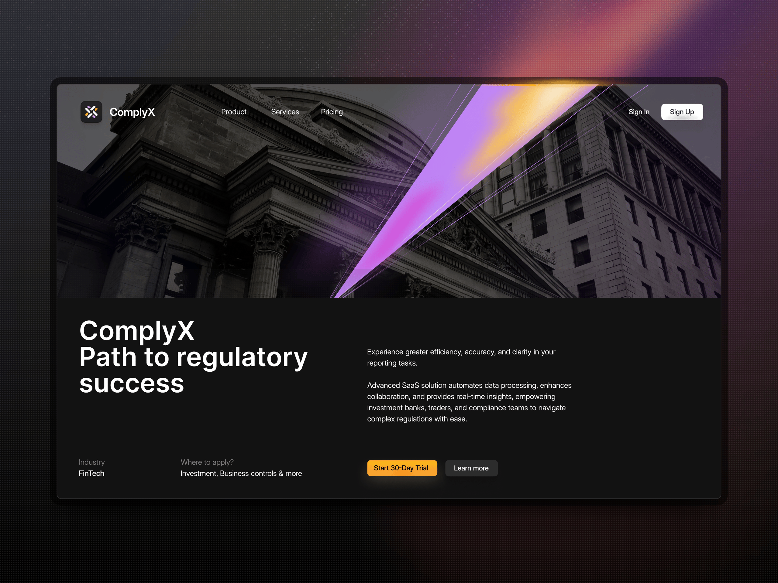 Hero section / Fintech