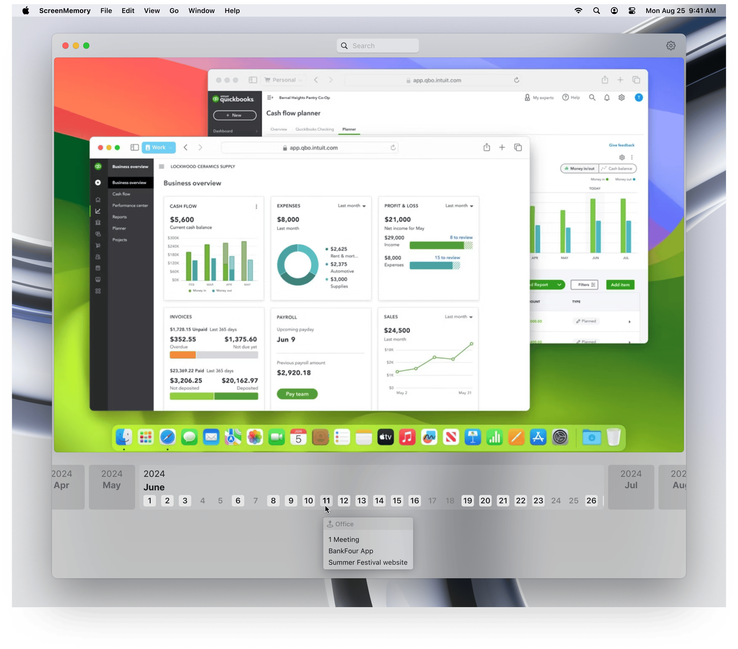 History browsing UI for Rewind/ScreenMemory app