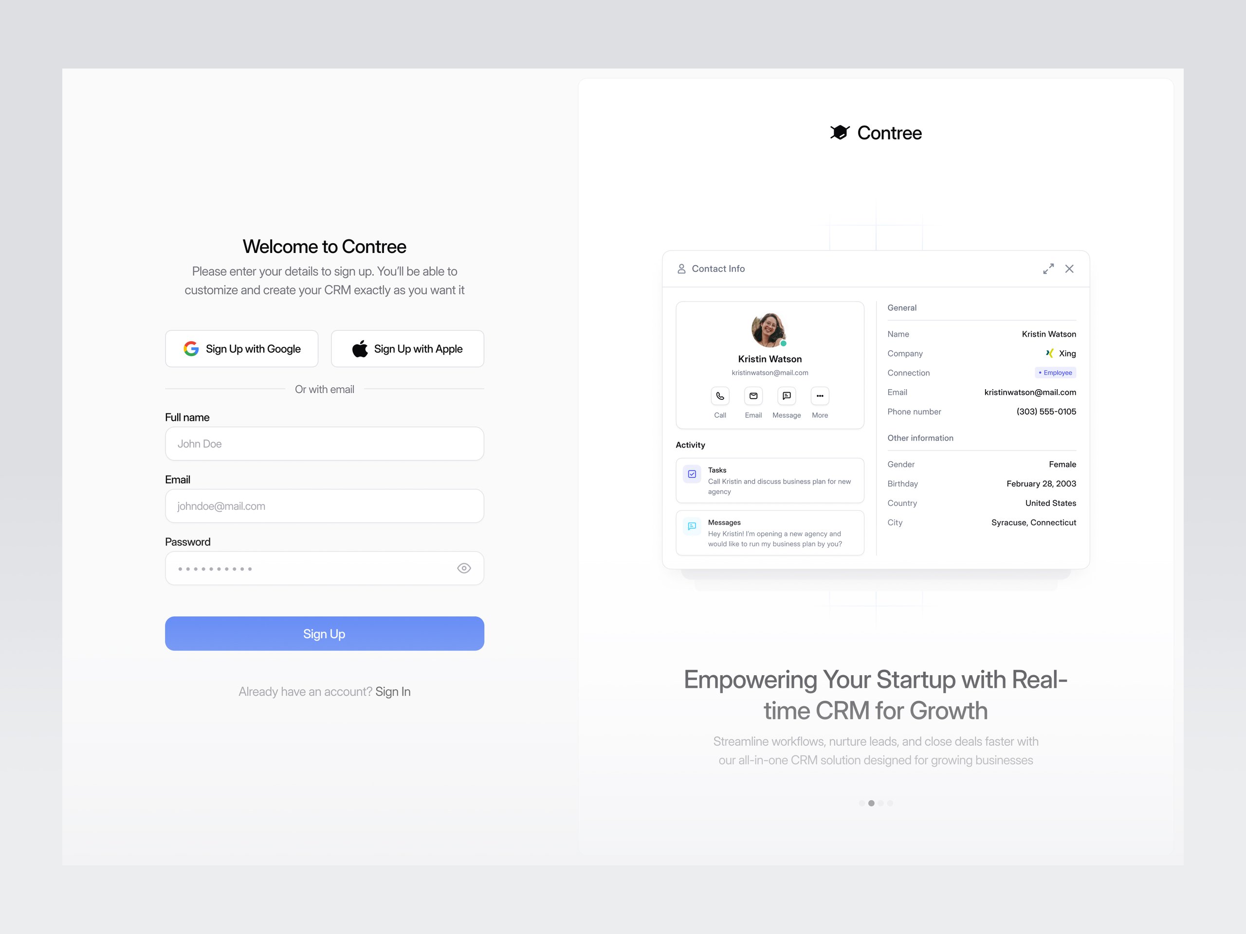 Contree - CRM Website