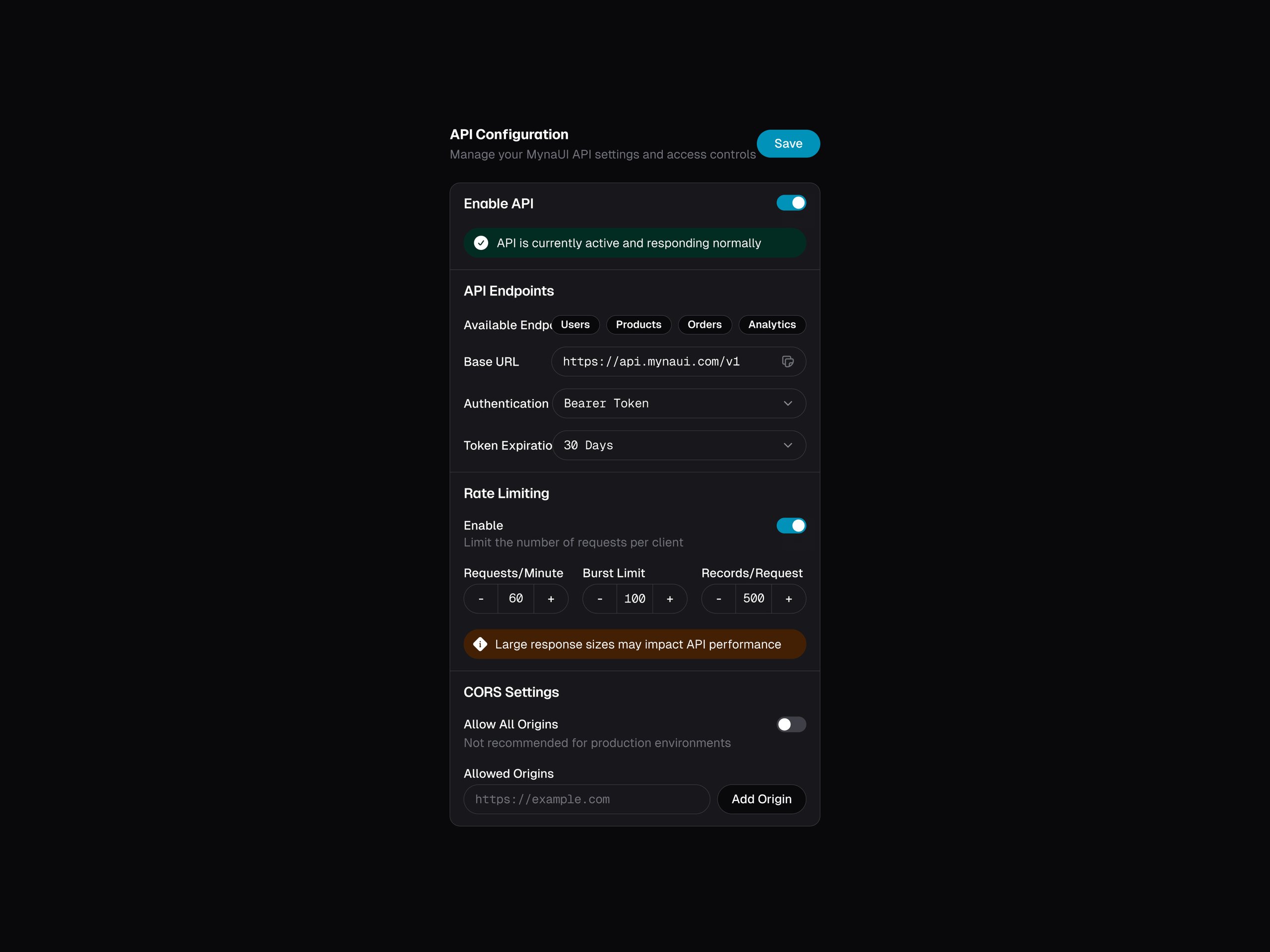 API Settings ⚙️